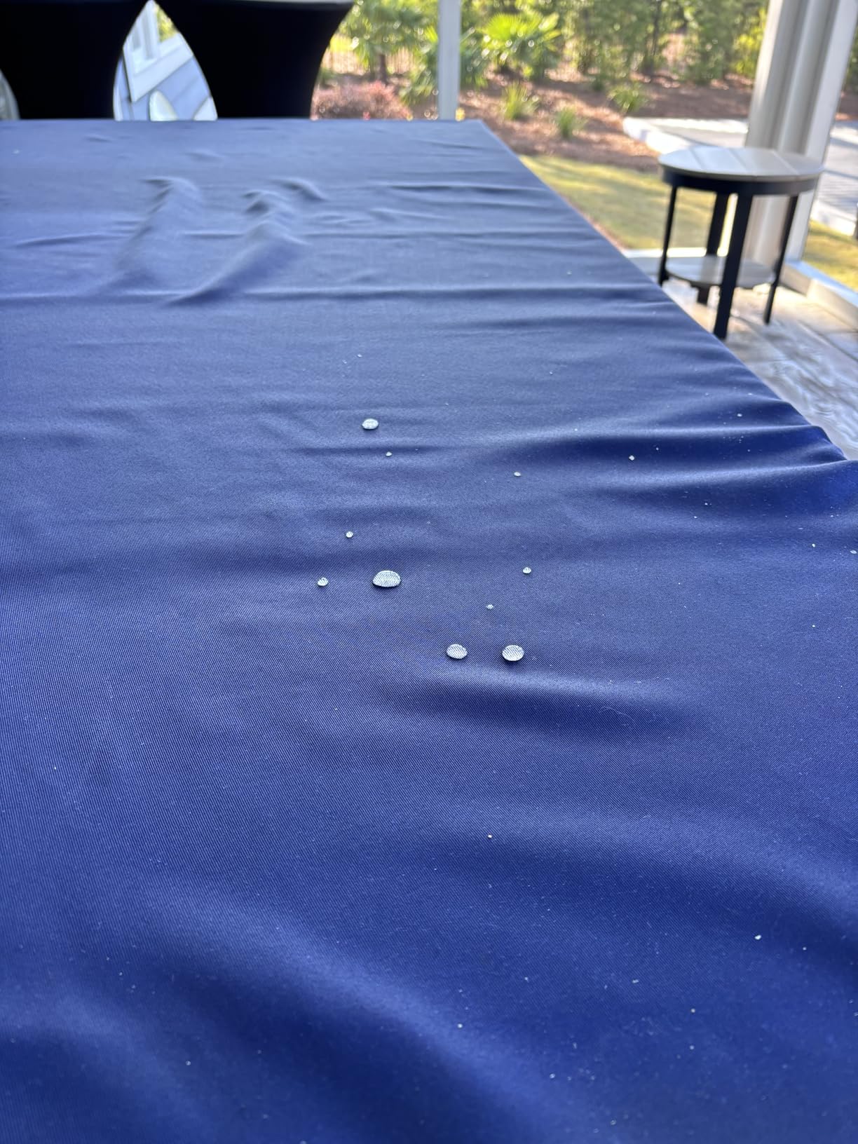 Obstal Rectangle Table Cloth, Navy Blue, 60 x 84 Inch customer photo 2