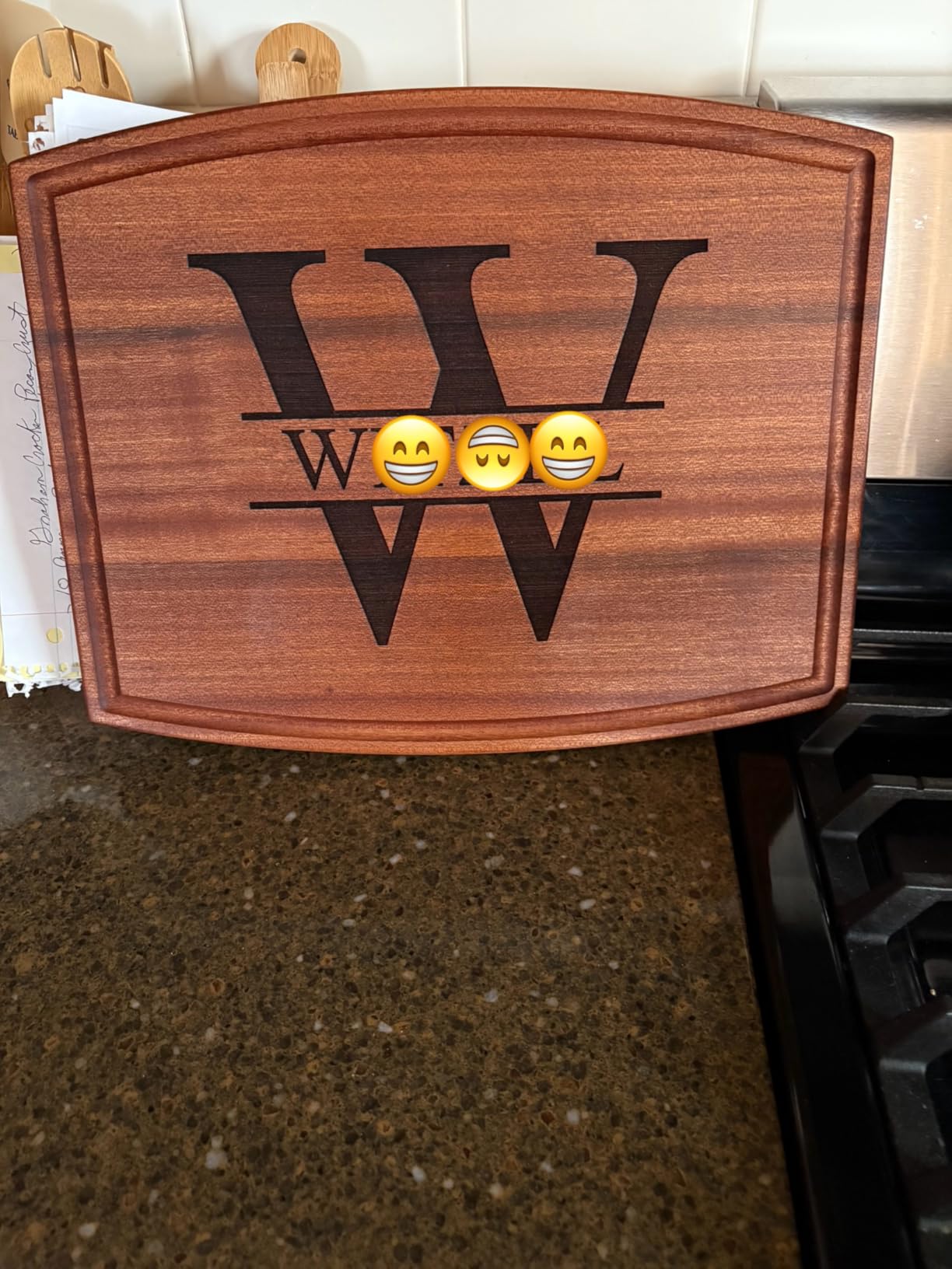 Personalized Cutting Board with Monogram - Custom Initial Engraved Charcuterie Board for Newlywed Housewarming, Wedding Gifts 2026, Engagement - Wood Retirement Gift (Initial 050) customer photo 1
