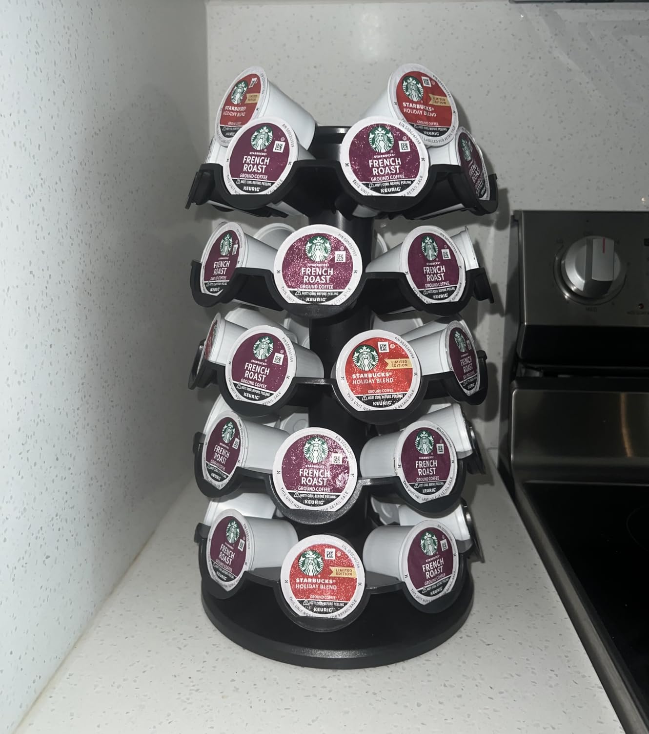 EVERIE Coffee Pod Carousel Organizer for Countertop, Holds 40 Single-Serve Coffee Pods, Smooth 360° Rotating Holder, Space-Saving Coffee Station Storage, Compact 8