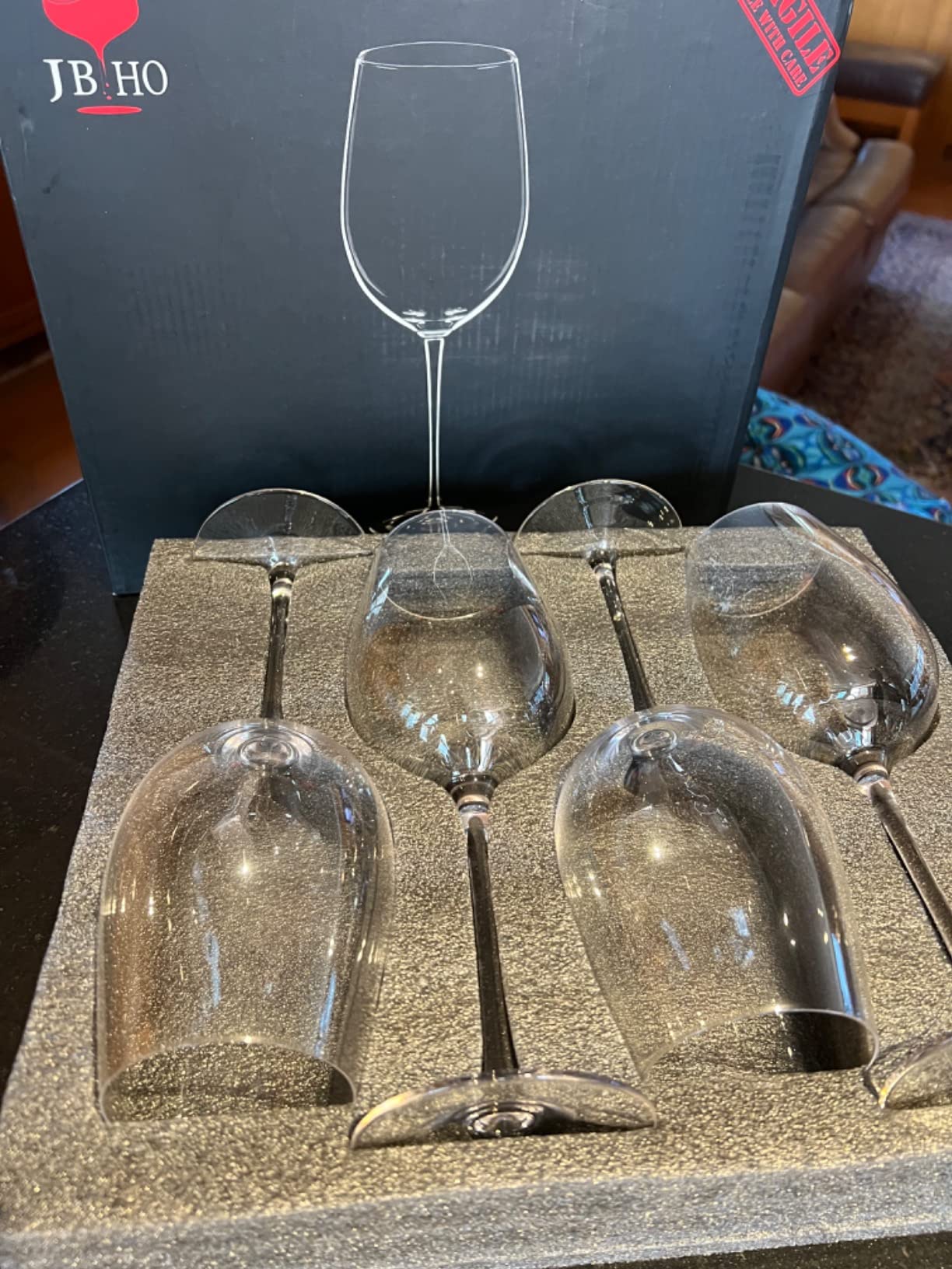 JBHO Hand Blown Italian Style Crystal White or Red Wine Glasses - Gift Packaging for Any Occasion - Lead-Free Premium Crystal Clear Glass - Set of 4-18 Ounce customer photo 1