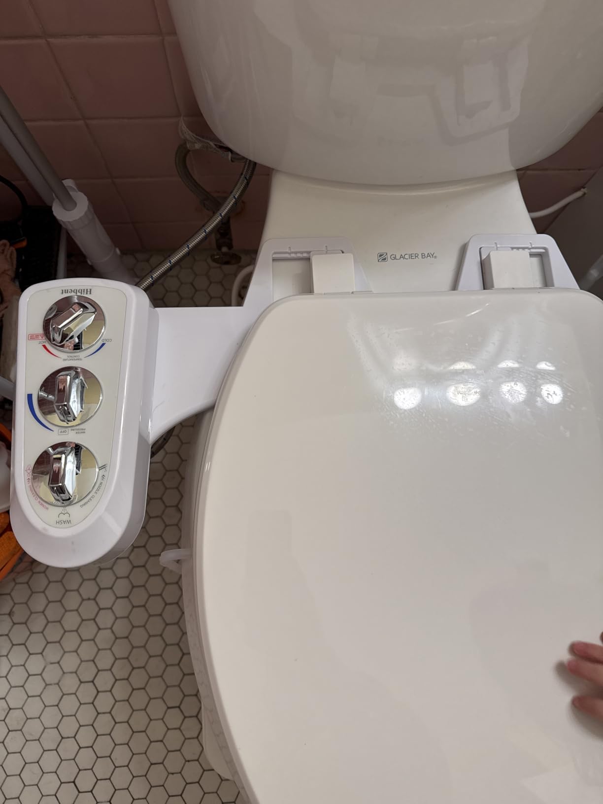Hibbent Bidet Attachment, Hot & Cold Water Spray Bidet Toilet Seat, White customer photo 2