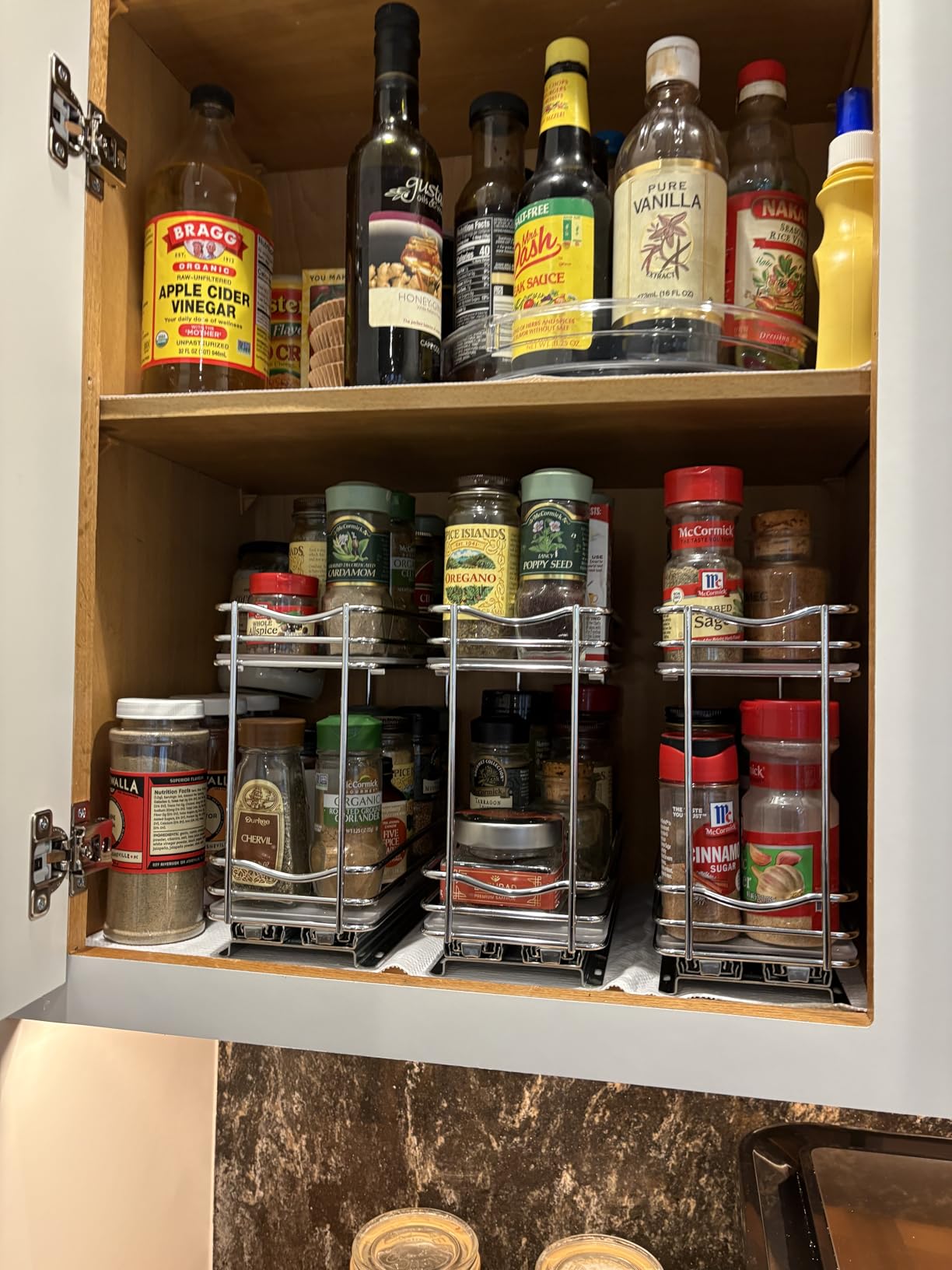 LYNK PROFESSIONAL® Pull Out Spice Organization for Cabinets - 4-3/8 inch Wide – Spice Rack for Inside Cabinets, Slide Out Spice Rack Organizer for cabinet – Pull Out Spice Rack, Sliding 2 Tier Chrome customer photo 1
