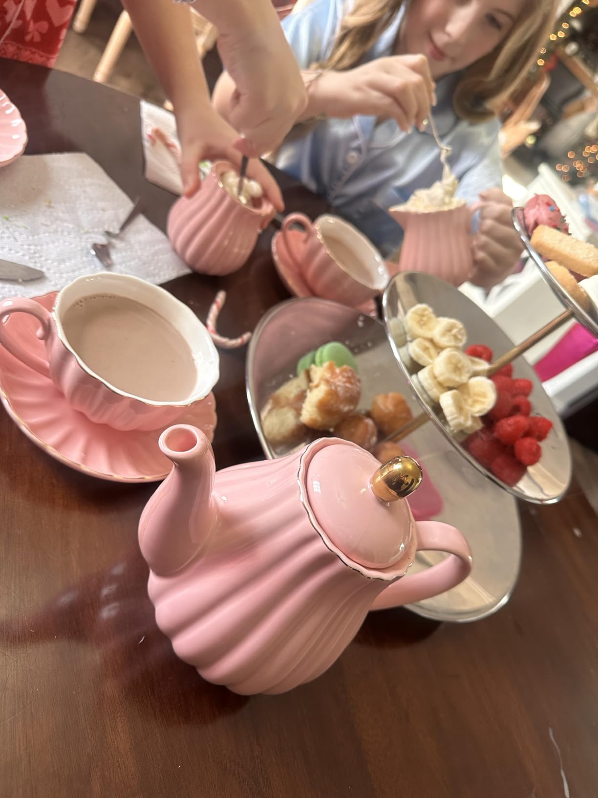 Jusalpha Porcelain Tea Set- 8 OZ Coffee/Teacup, Saucer, Cup Holder, White customer photo 2