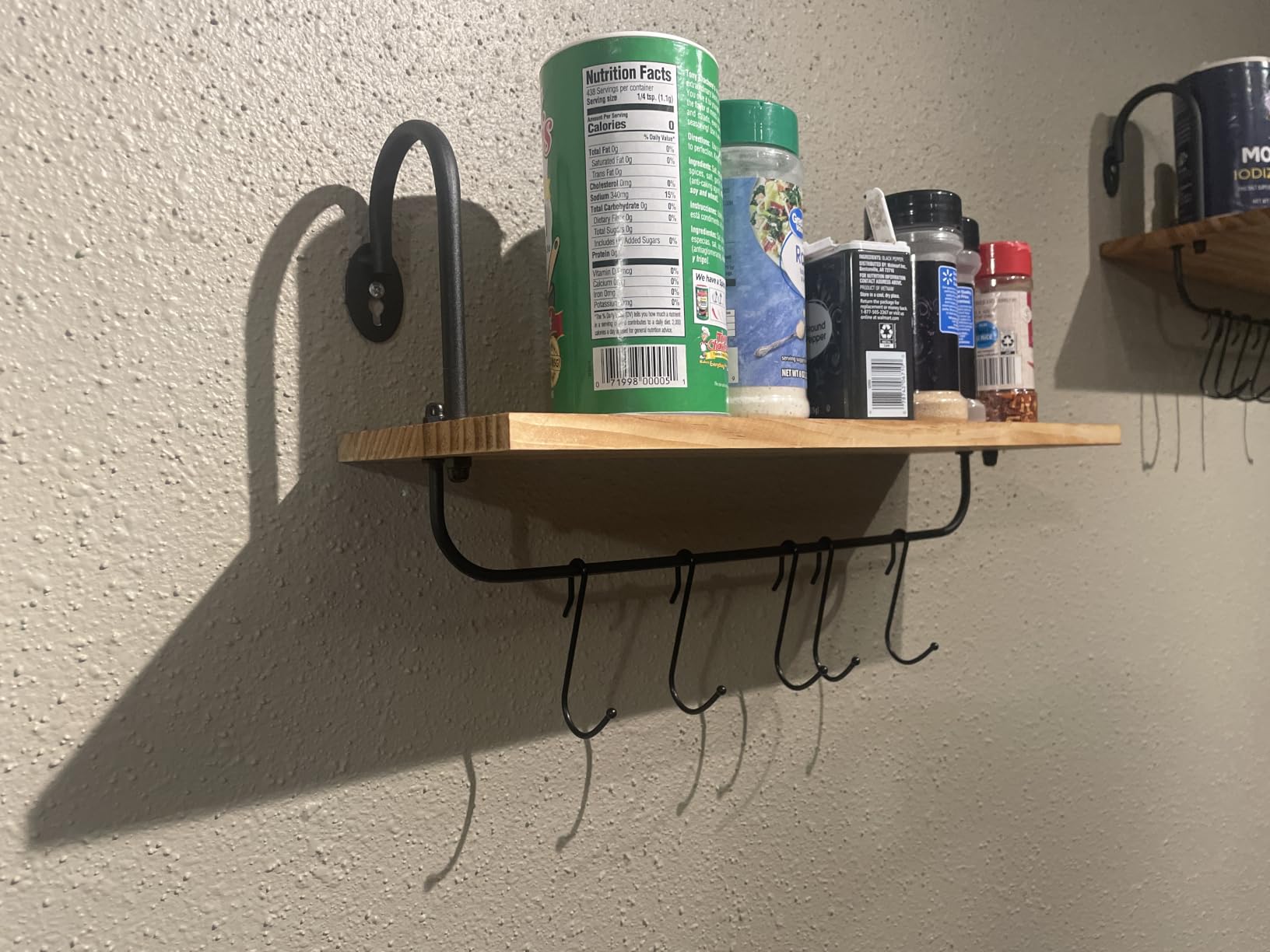 Olakee Floating Wall Shelves for Kitchen Bathroom Coffee Nook with 10 Adjustable Hooks for Coffee Mugs, Coffee Bar Organizer and Decor, Rustic Storage Shelves Set of 2 customer photo 2