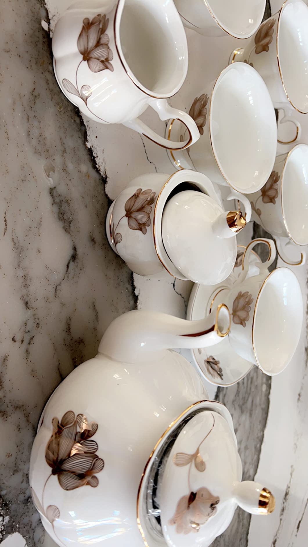 CHENP.HMC Porcelain Ceramic 22-Piece Tea Set, Teapot and Cup Set, 30.7 Ounces, for 6, Gift Sets, Tea or Coffee Lovers, Wedding, Birthday customer photo 1