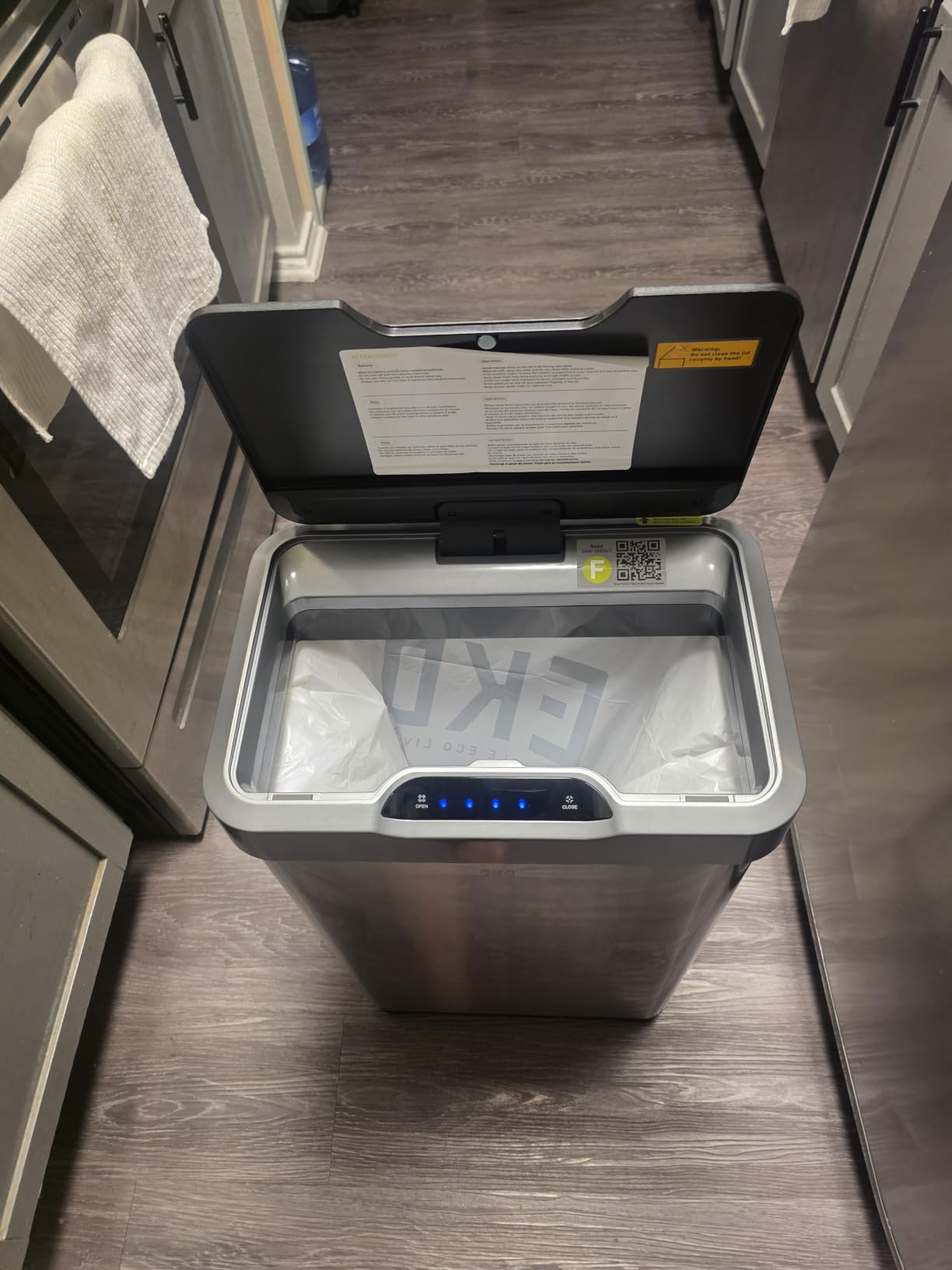 EKO Mirage-T 50 Liter / 13.2 Gallon Touchless Rectangular Motion Sensor Trash Can or Recycling Bin, Brushed Stainless Steel Finish customer photo 1