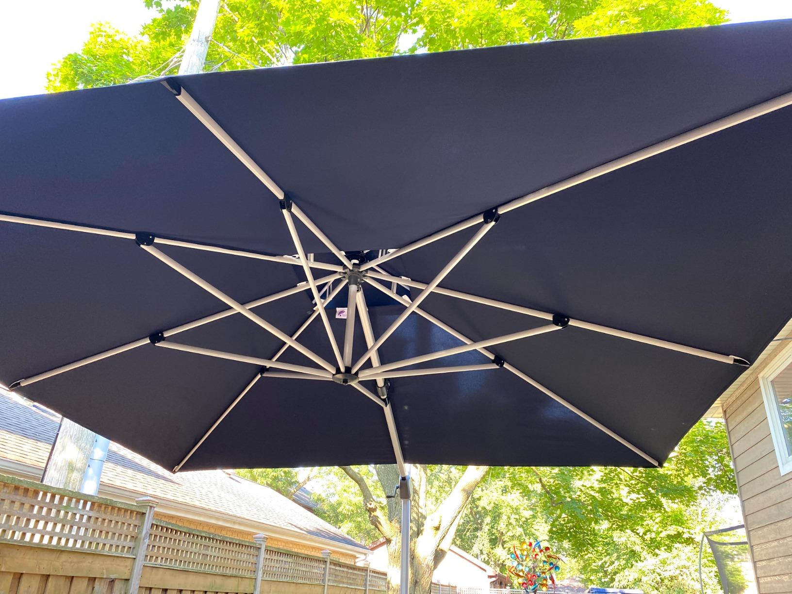 PURPLE LEAF Patio Cantilever Umbrella 9' X 12' Large Double Top, Navy Blue customer photo 1