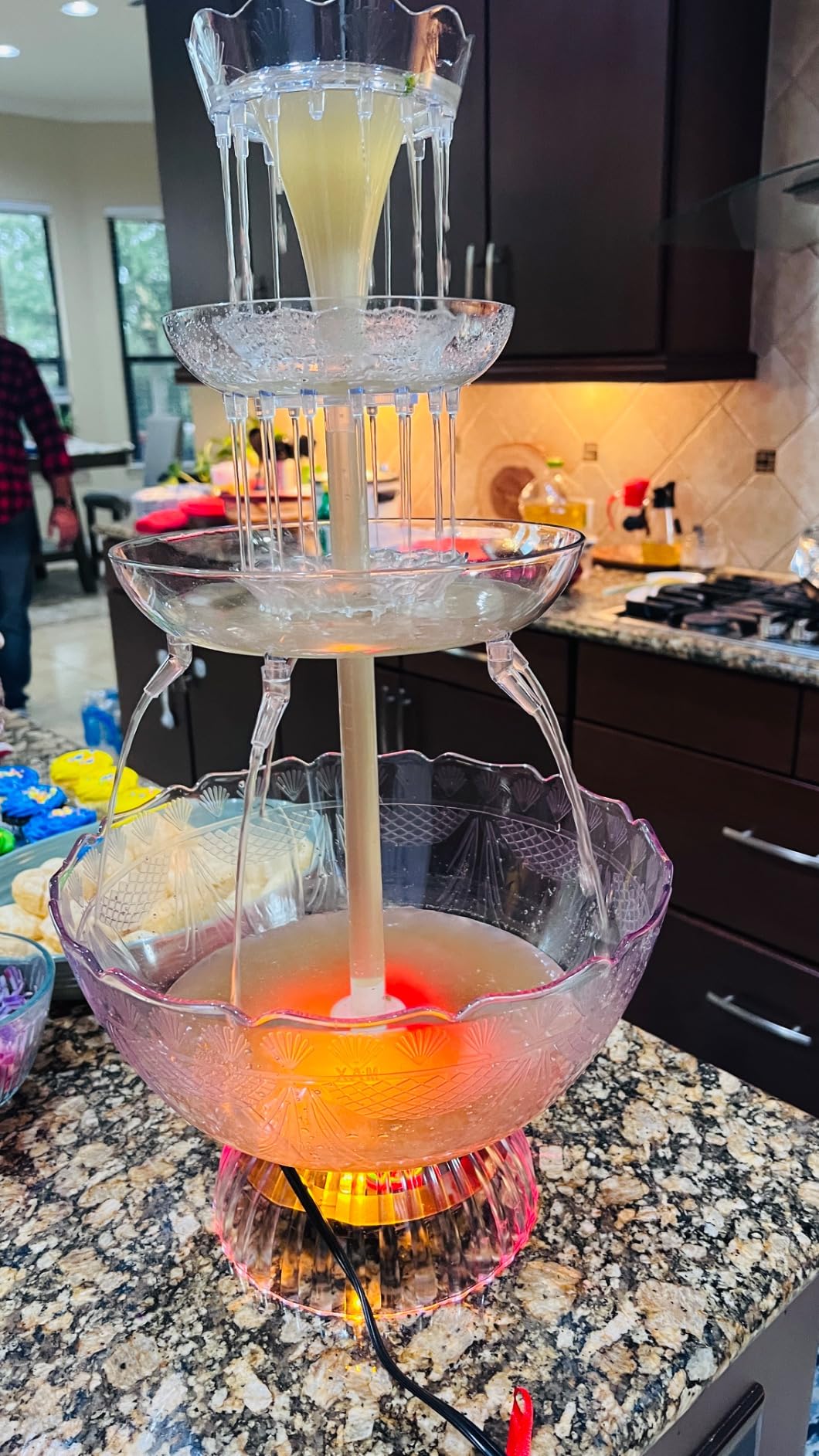 Nostalgia 3-Tier Party Fountain, Holds 1.5 Gallons, LED Lighted Base, Includes 8 Reusable Cups, 1.5 Gallon, Clear customer photo 2