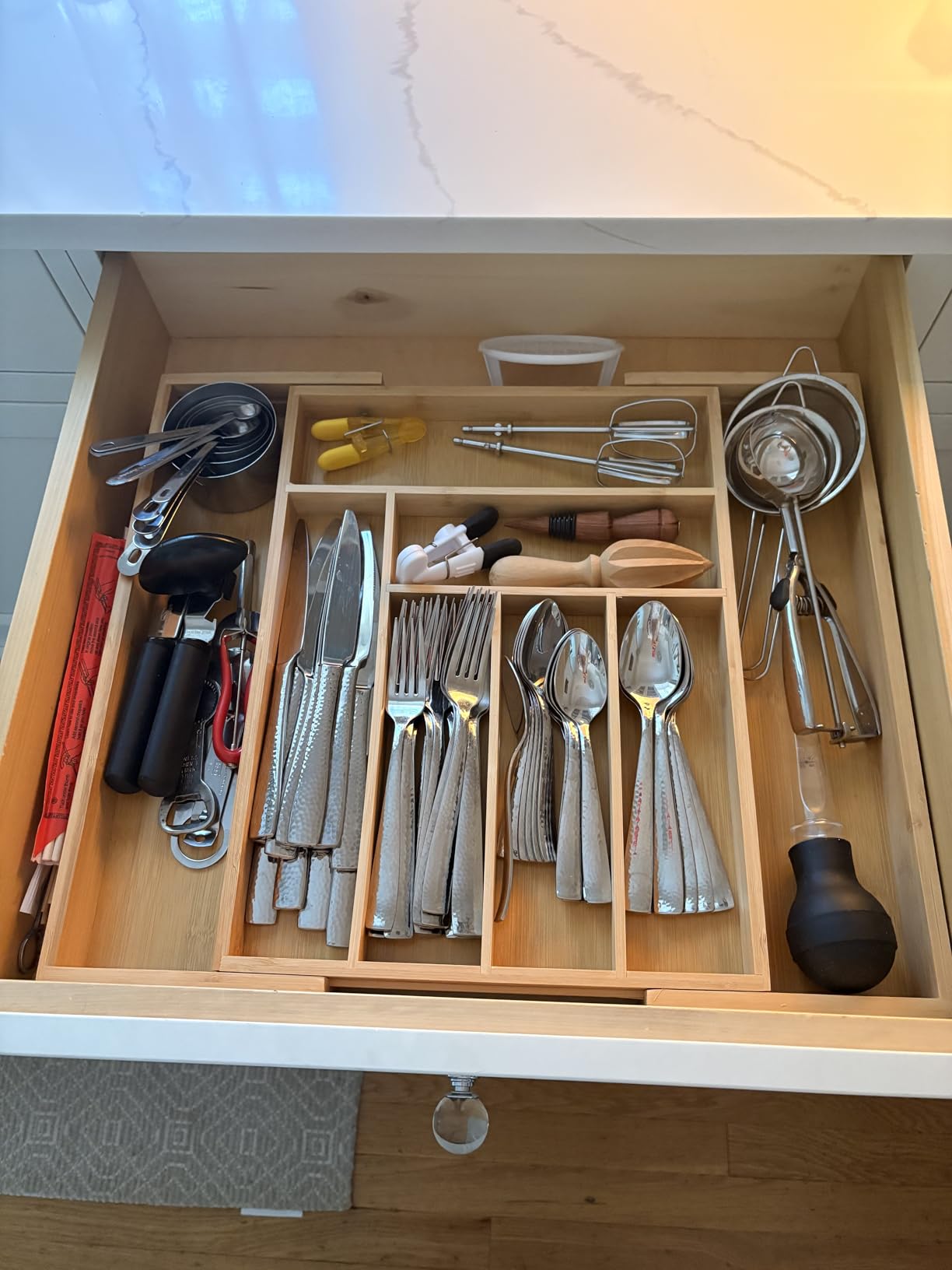 Pipishell Bamboo Expandable Silverware Drawer Organizer, Adjustable Kitchen Utensil Tray for Forks, Spoons and Knives, Wood Storage Cutlery Holder for Bedroom and Living Room customer photo 2