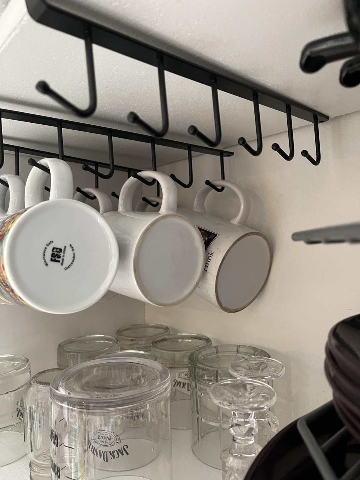 3 Pack White Under Cabinet Mug Holder, Cup Rack For 1 Inch Shelves customer photo 2