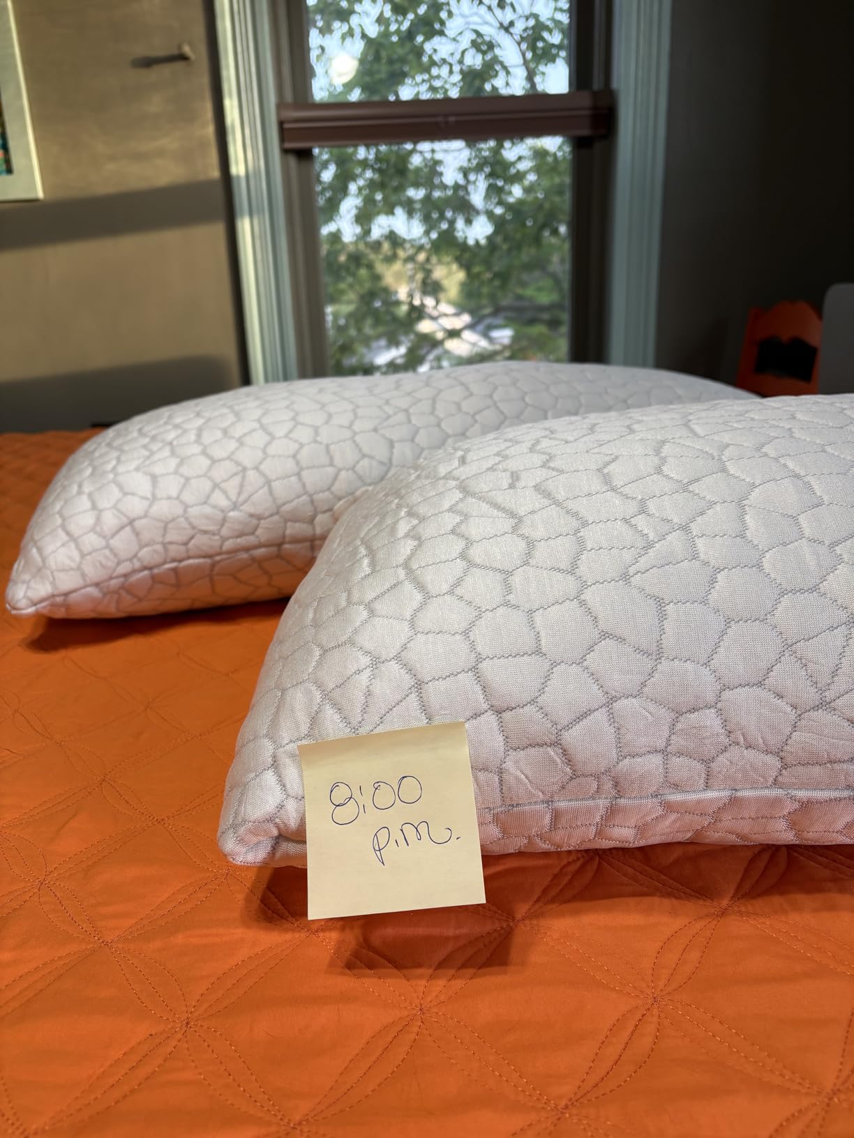 QUTOOL Cooling Pillow for Sleeping, CertiPUR-US Shredded Memory Foam Queen Pillows Set of 2, Cool Pillow for Hot Sleepers Adjustable Firm Pillow for Side, Back, Stomach Sleepers Soft Yet Support,White customer photo 2