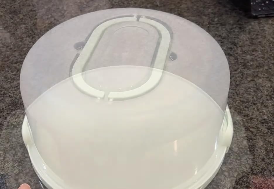 Top Shelf Elements Round Cake Carrier Two Sided Cake Holder Serves as Five Section Serving Tray, Portable Fits 10 inch Cake, Box Comes With Handle, Container Holds Pies (Green) customer photo 2