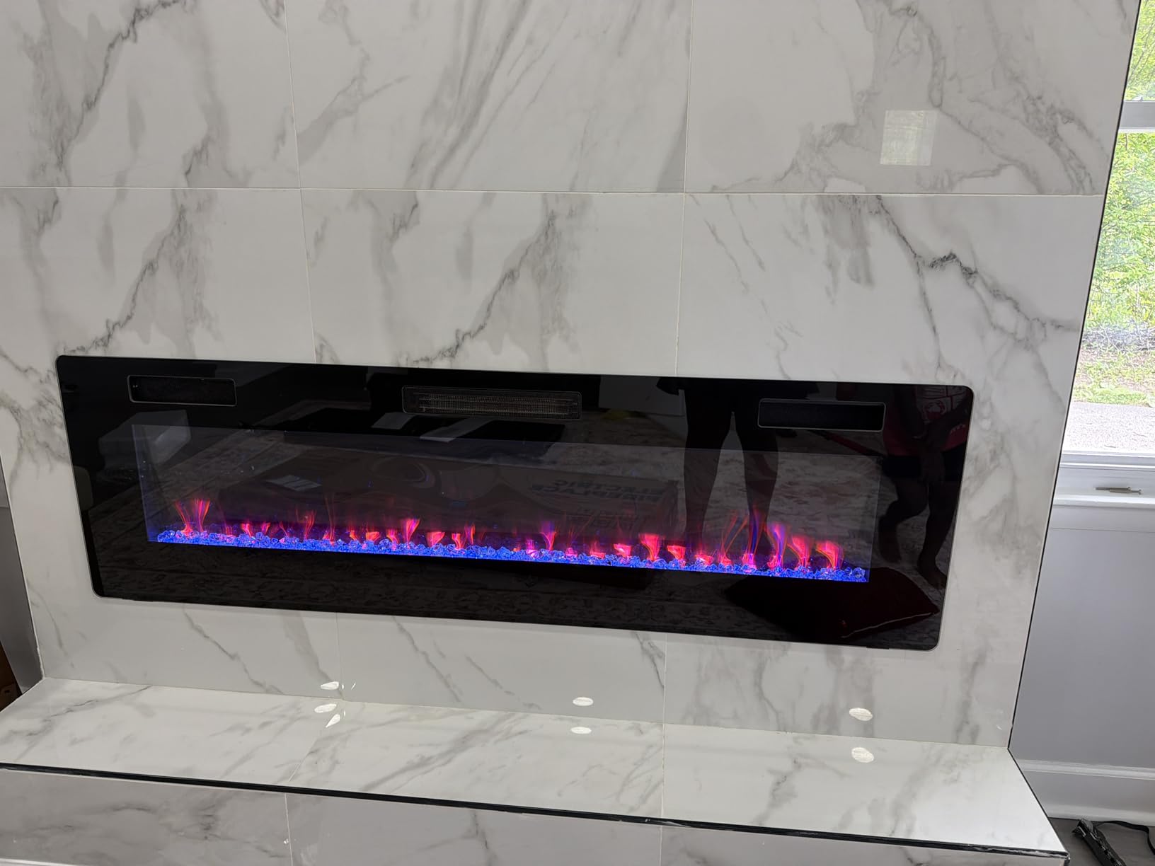 R.W.FLAME Electric Fireplace 50 inch Recessed and Wall Mounted,The Thinnest FireplaceLow Noise, Fit for 2 x 6 Stud, Remote Control with Timer,Touch Screen,Adjustable Flame Colors and Speed customer photo 2