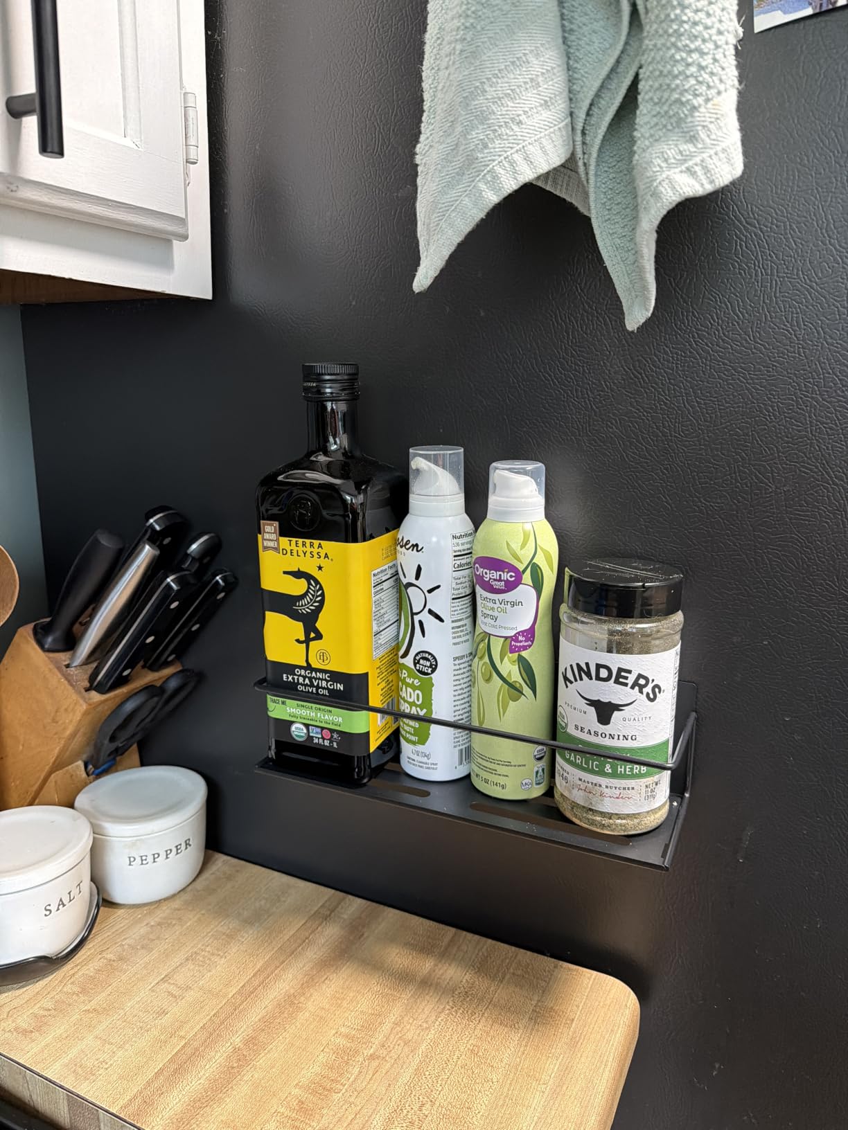 Magnetic Spice Rack For Refrigerator, Magnetic Fridge Shelf For Kitchen, Magnetic Shelf For Fridge Space Saving Black 4 Pack With Magnetic Paper Towel Holder customer photo 2