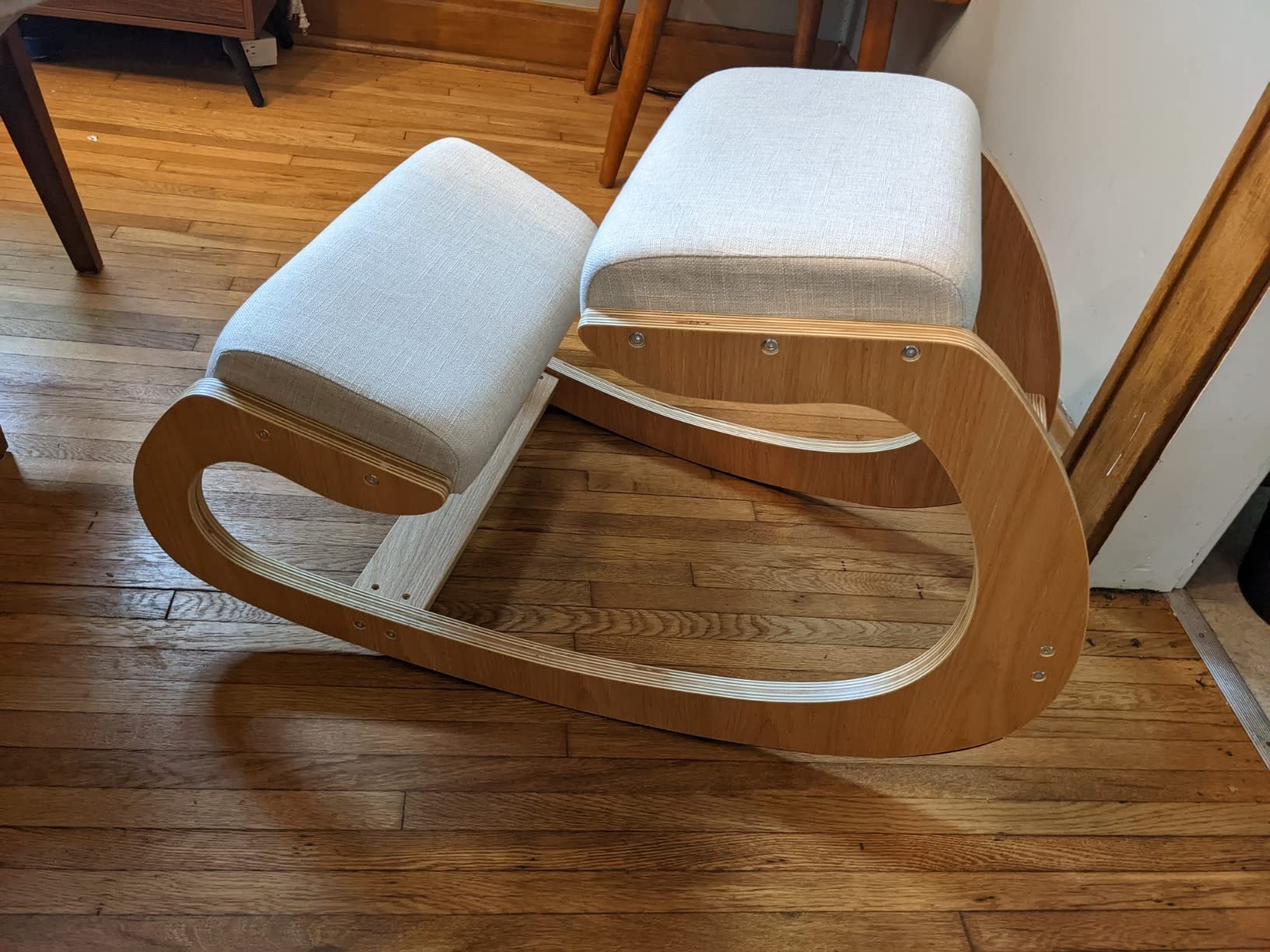 Predawn Ergonomic Kneeling Chair, Adjustable Height Rocking Posture Stool with Thick Cushions, Solid Wood Frame, for Home Office & Meditation, Supports Up to 265 lbs, White Oak customer photo 2