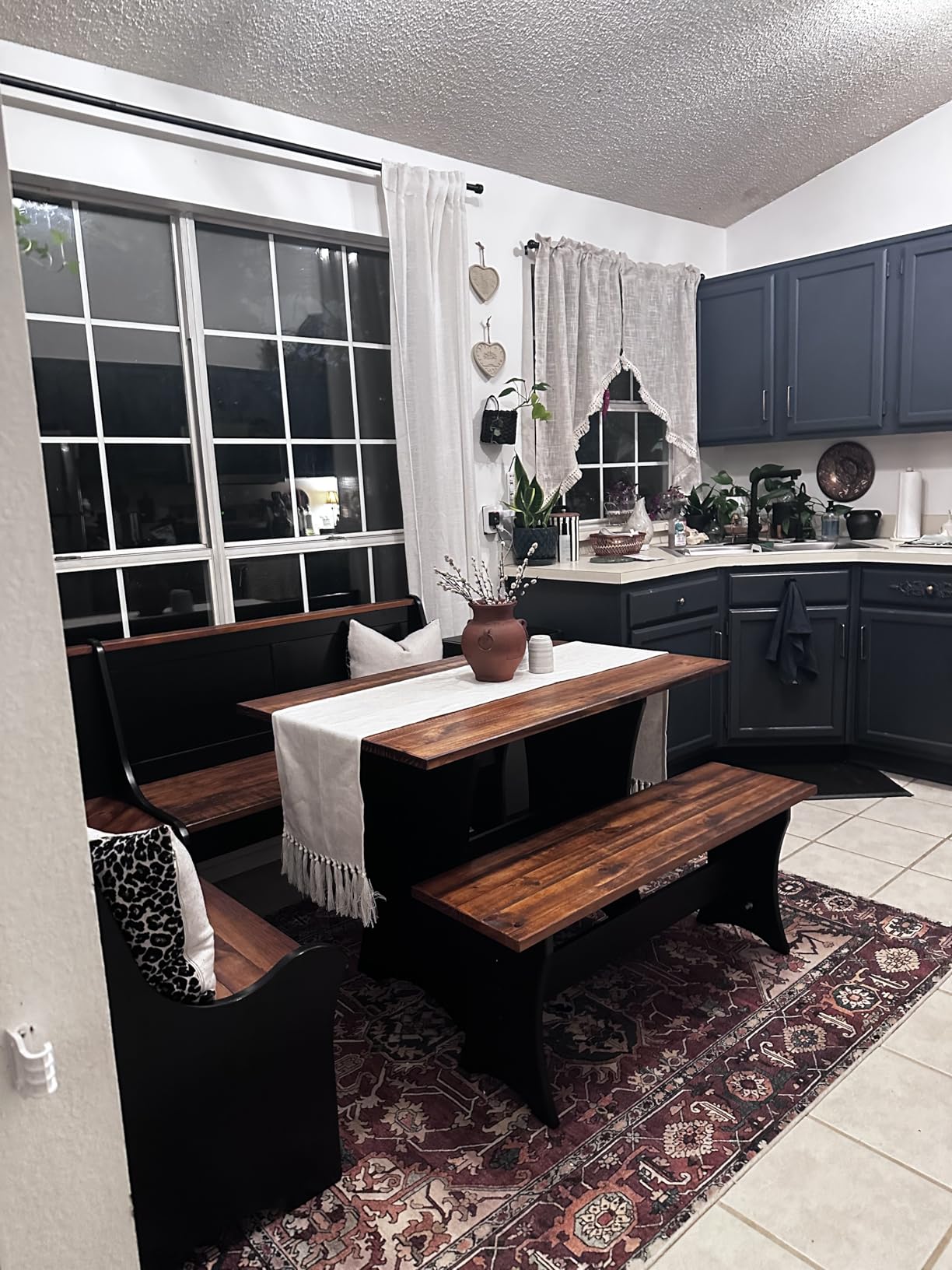 Linon Jackie Solid Wood 3 Piece Conversation Indoor Kitchen Corner Breakfast Dining Nook Set in Black customer photo 1