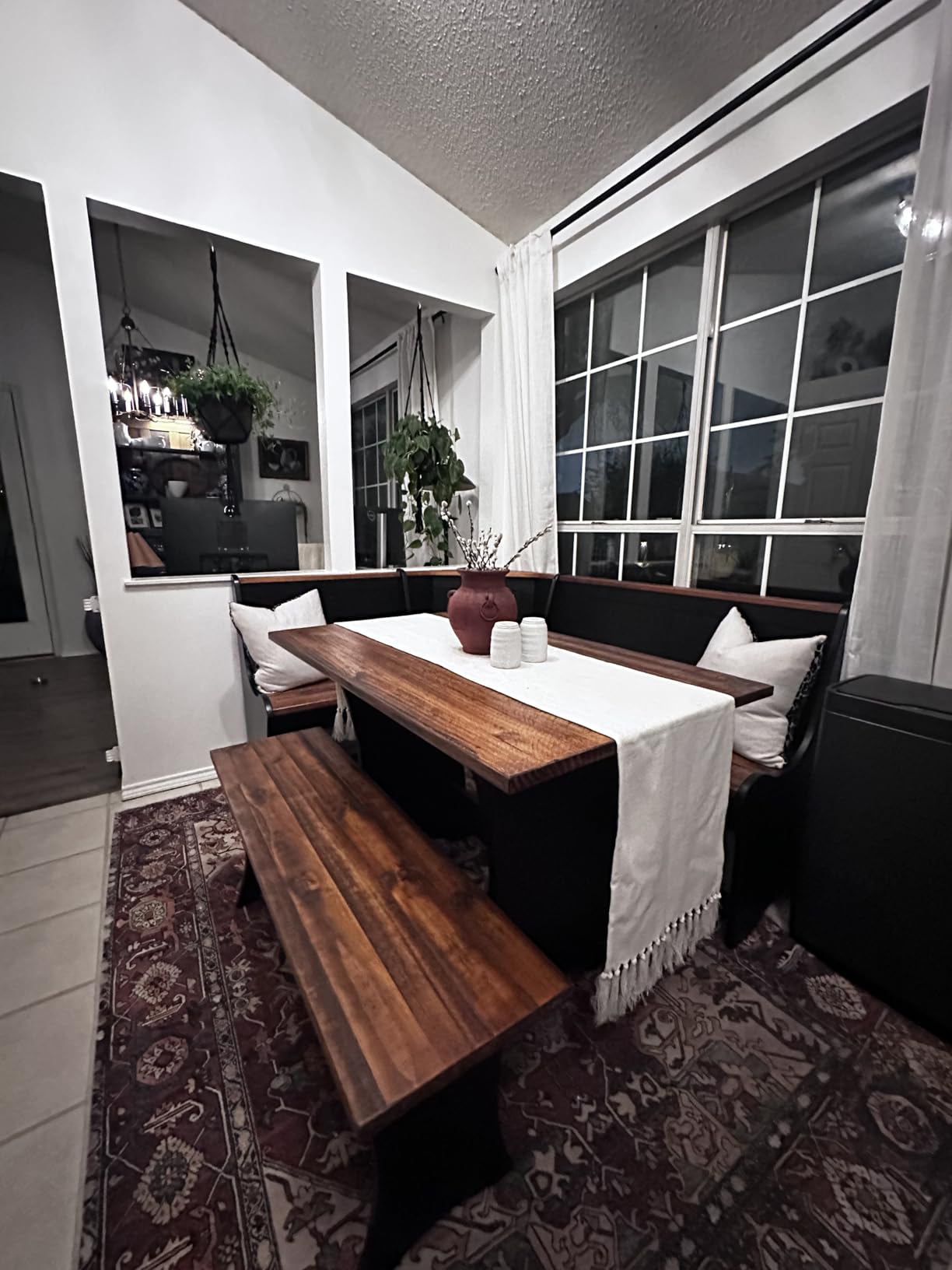 Linon Jackie Solid Wood 3 Piece Conversation Indoor Kitchen Corner Breakfast Dining Nook Set in Black customer photo 2