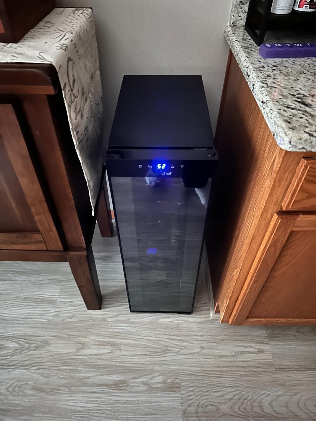 Nutrichef 12 Bottle Stainless Steel Slim Wine Fridge | Red & White Wine Chiller | Adjustable Temperature Control, Ultra Quiet Operation & Energy Efficient | Mini Wine Cooler Refrigerator 31x10x17 IN customer photo 2
