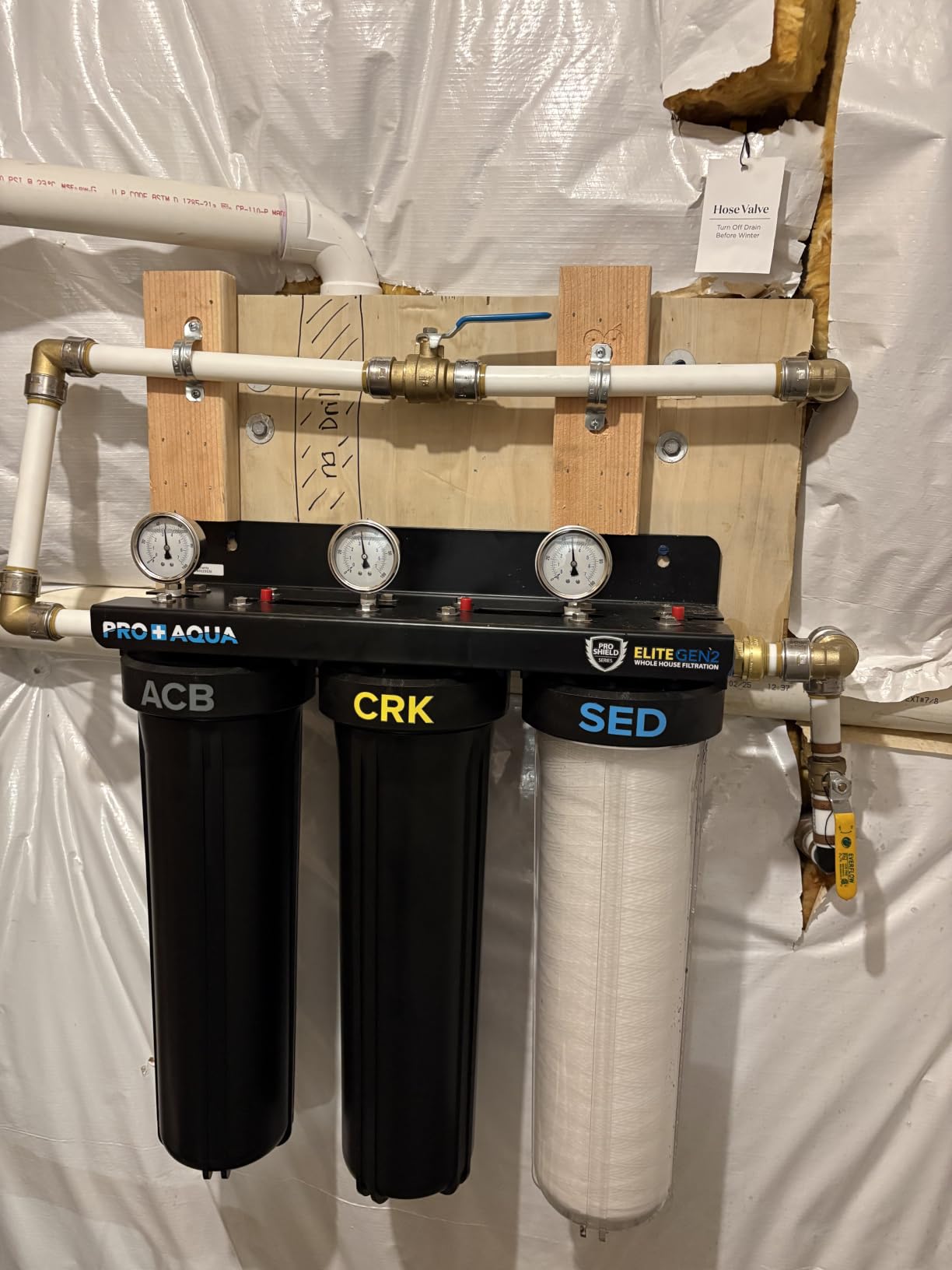 PRO+AQUA Elite Series GEN2 PRO-100-E 3-Stage Whole House Water Filtration System for City & Well Water with Pressure Gauges | Reduces Contaminants, Sediment, Chemicals, Heavy Metals, with 1” Ports customer photo 1