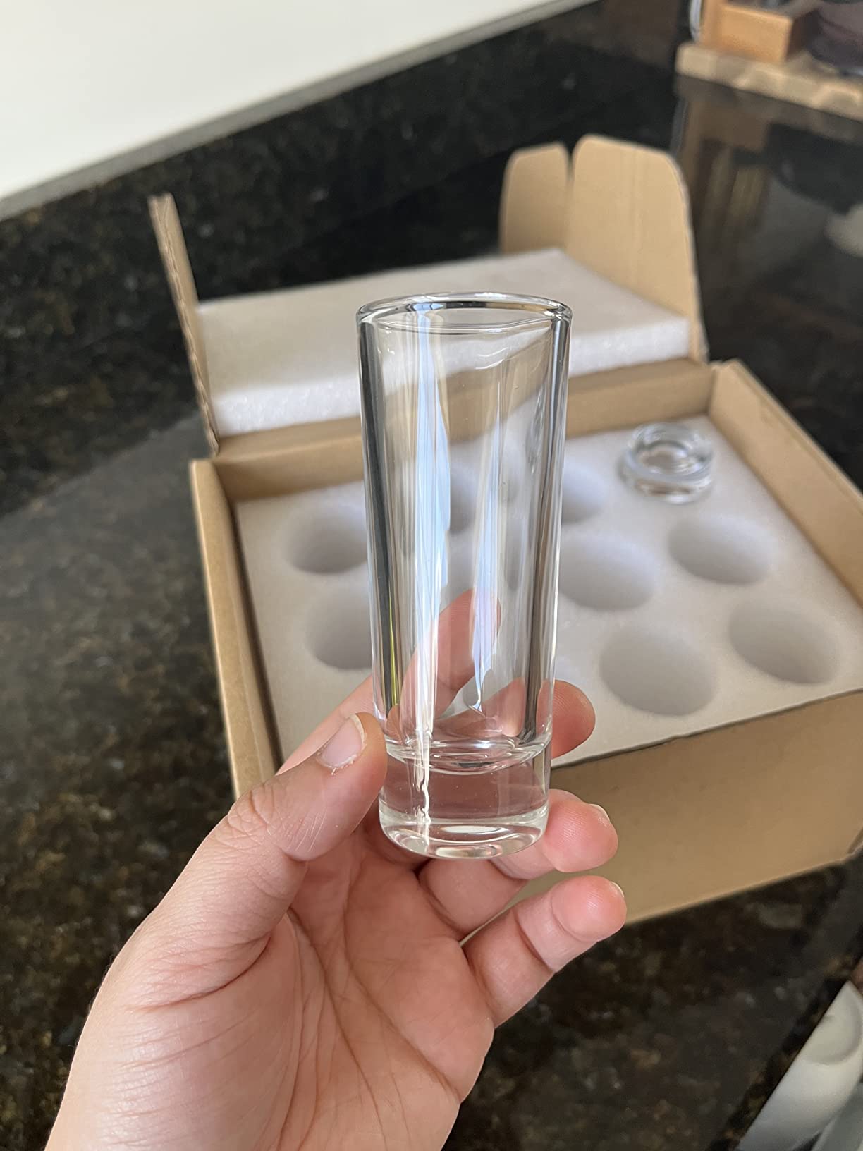 Clear Heavy Base Shot Glasses 12 Pack, 2 oz Tall Glass Set for Whiskey, Tequila, Vodka customer photo 2