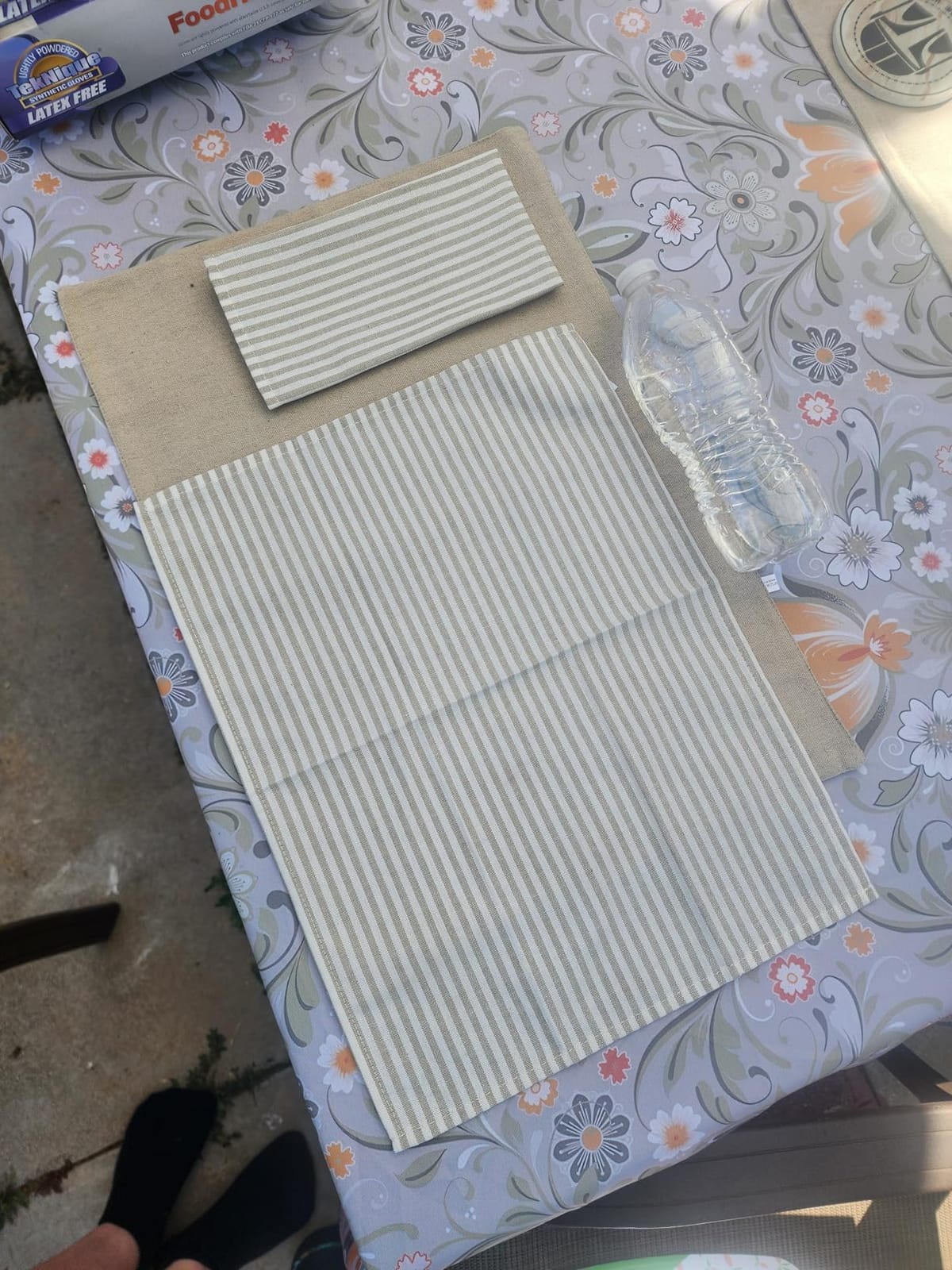 Plain Striped Cotton Linen Blended Dinner Cloth Napkins - Set of 12 (40 x 30 cm) - for Events & Home Use (Beige) customer photo 2