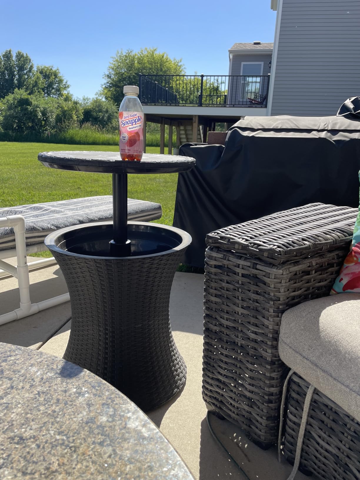 Keter Pacific Cool Bar Outdoor Patio Furniture and Hot Tub Side Table with 7.5 Gallon Beer and Wine Cooler, Dark Grey customer photo 2