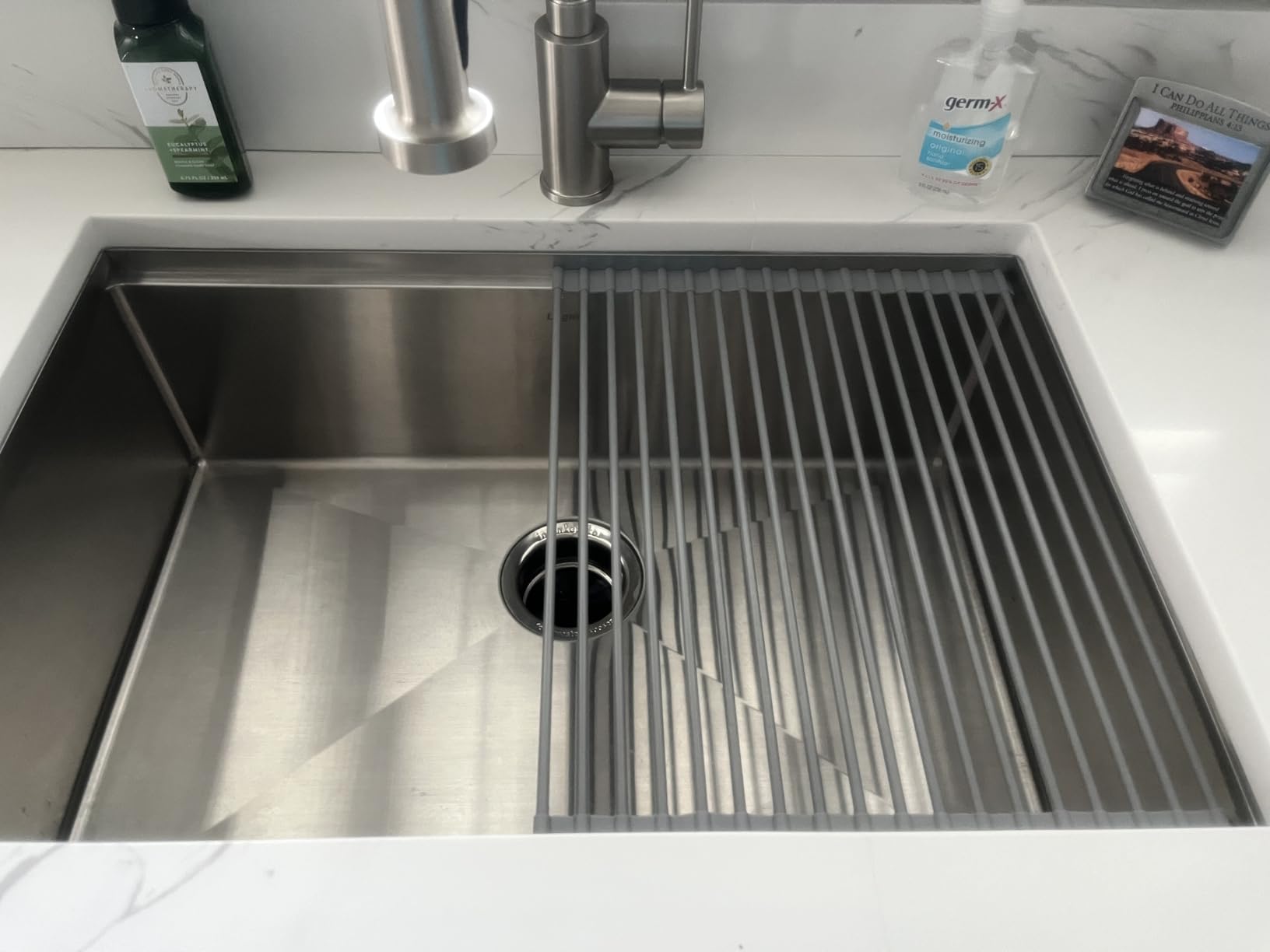 Ohuhu Over Sink Dish Drying Rack Silicone Wrapped 17.6