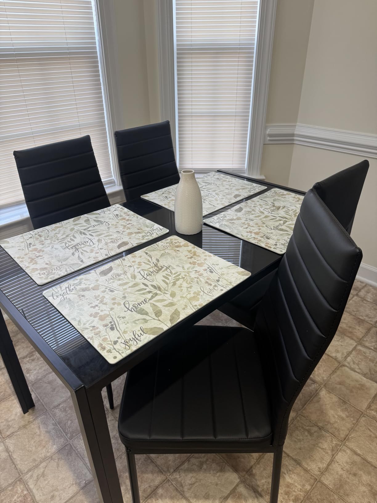 FDW | 5-Piece Dining Table Set | Black | Glass Kitchen Table customer photo 1
