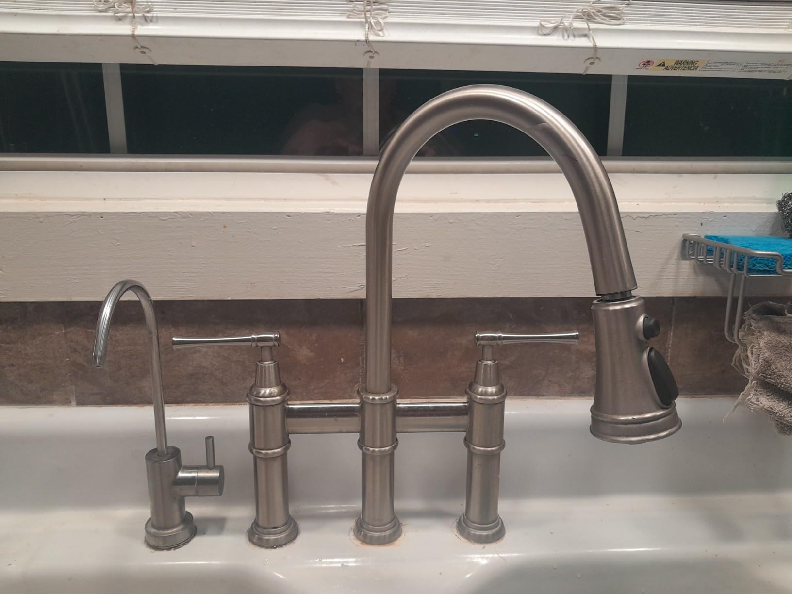 KRAUS Allyn Transitional Bridge Kitchen Faucet with Pull-Down Sprayhead in Spot Free Stainless Steel, KPF-3121SFS customer photo 1