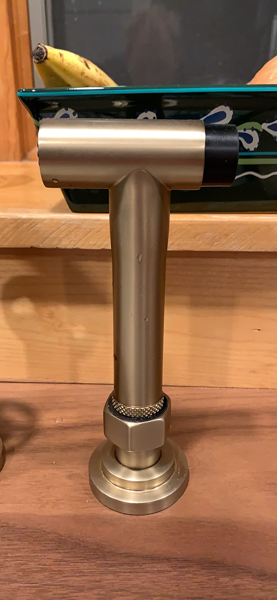 KRAUS Urbix Industrial Bridge Kitchen Faucet with Side Sprayer in Brushed Gold, KPF-3125BG customer photo 2