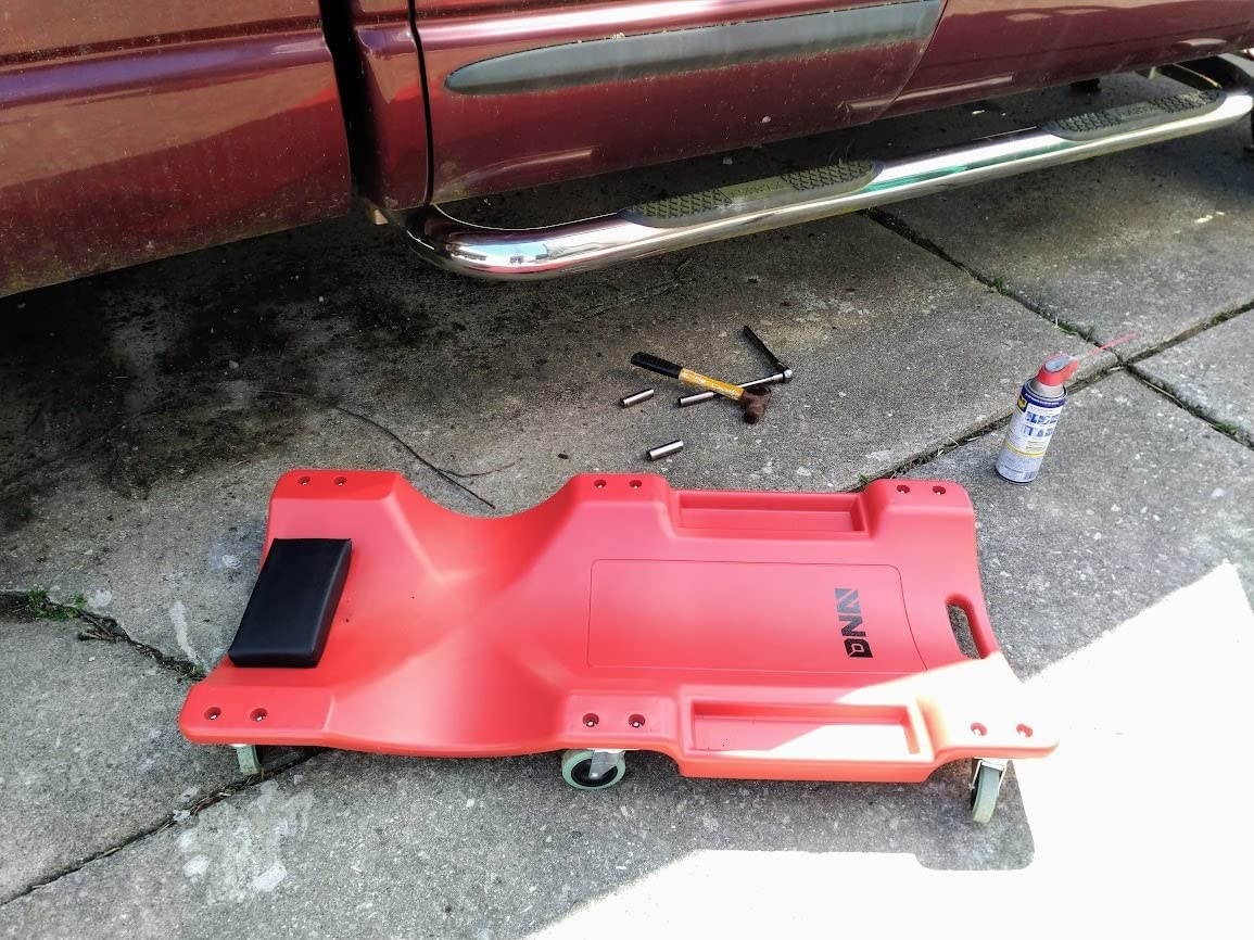 DNA MOTORING 40 Inch Mechanic Creeper, Blow Molded Low Profile Rolling Garage Creeper, w/Padded Headrest, Dual Tool Trays, 350lbs Capacity, Red, TOOLS-00005 customer photo 1