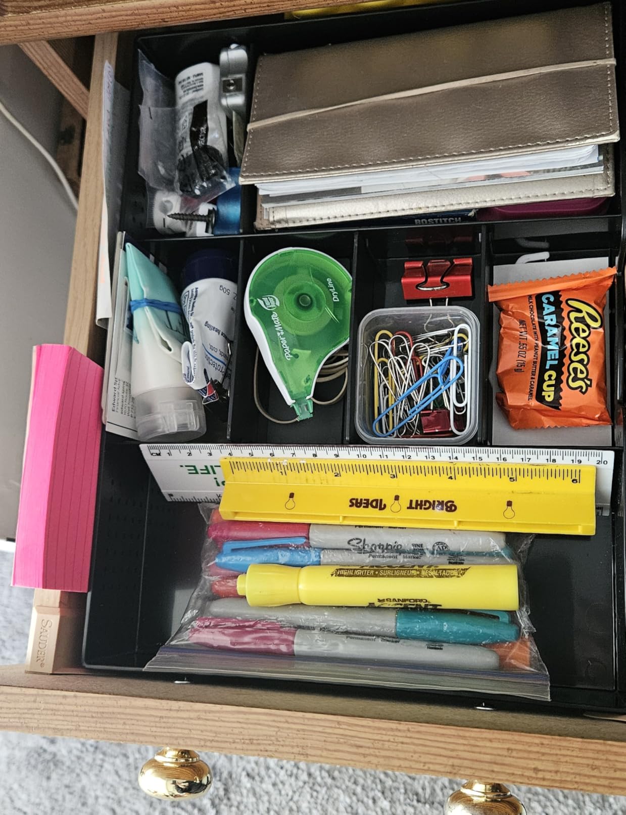 Simple Houseware Drawer Organizer Tray, 9 Adjustable Compartments, Black customer photo 1