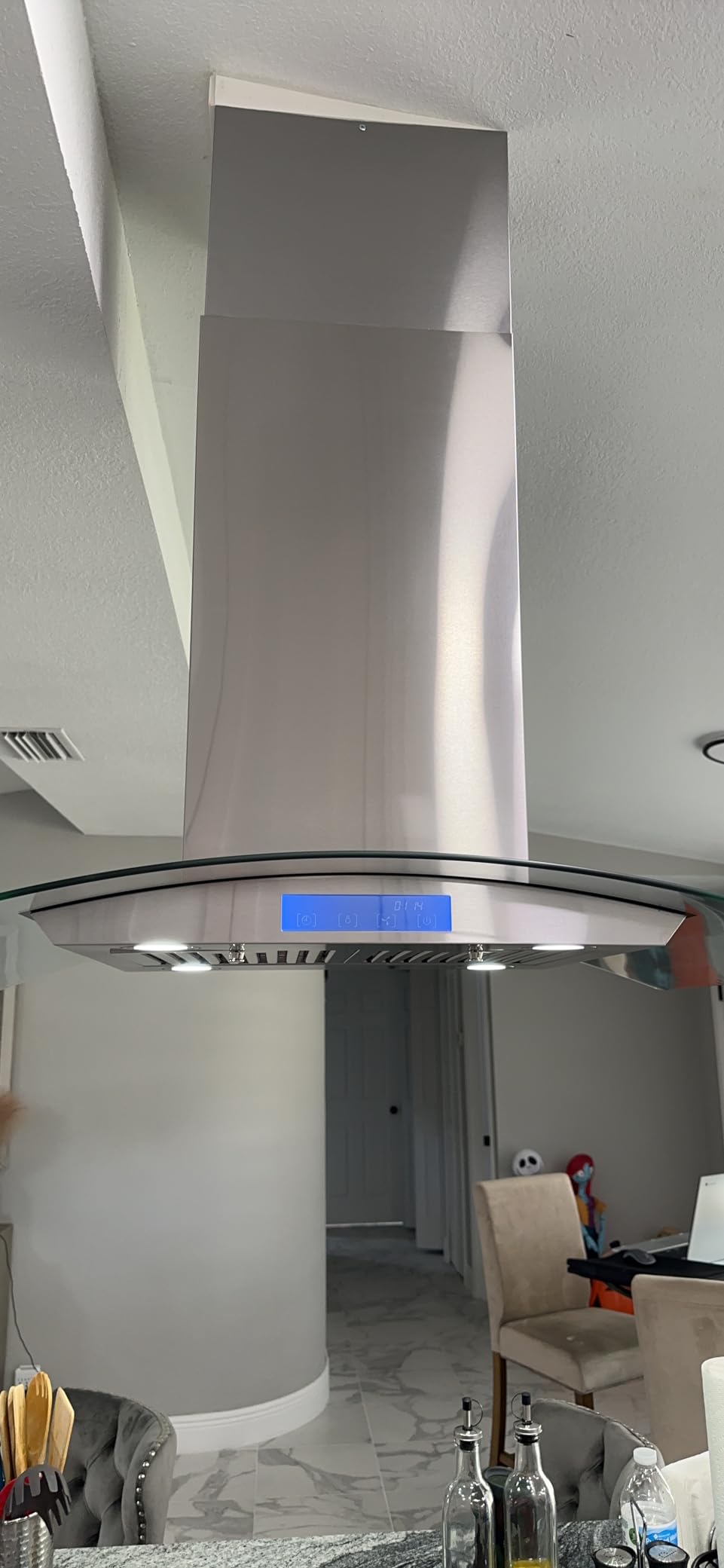 Tieasy Island Range Hood 36 inch 700 CFM Ceiling Mount Kitchen Stove Hood Ducted with Tempered Glass 4 LED Lights Touch Control 3 Speed Fan Permanent Filters customer photo 2