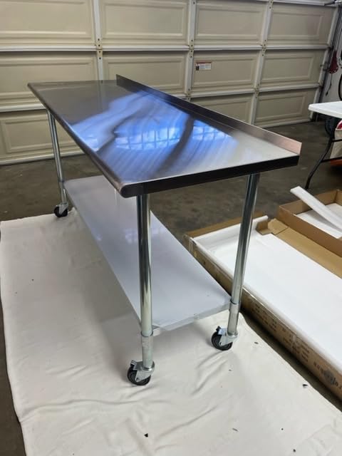 Profeeshaw Stainless Steel Prep Table 24''x48'' Workbench with Backsplash customer photo 2