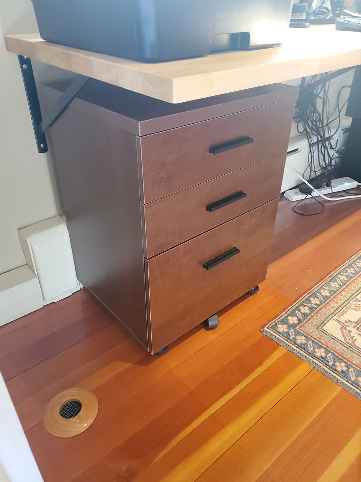 DEVAISE 3 Drawer File Cabinet, Wood Under Desk Filing Cabinet, Walnut customer photo 2