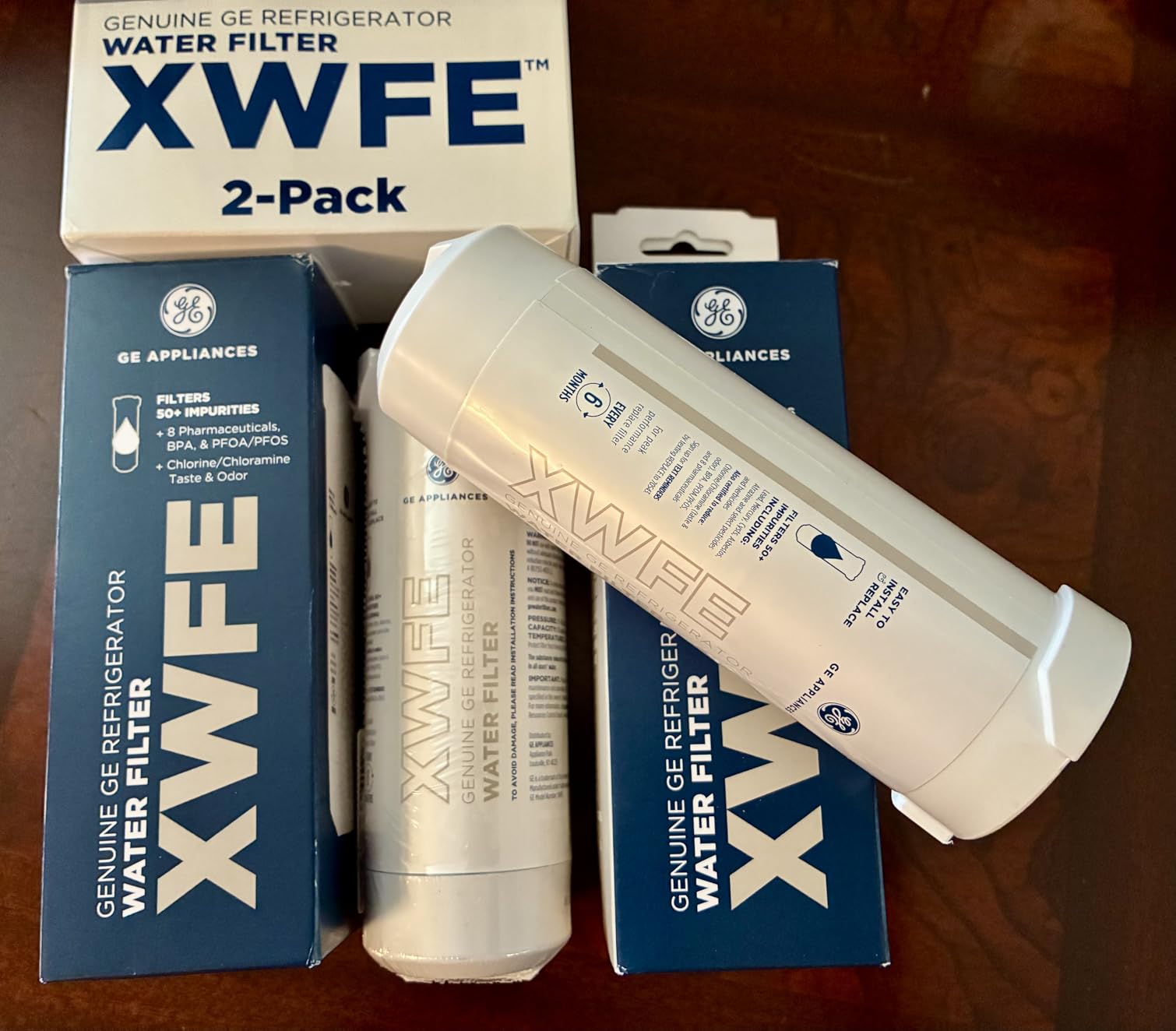 GE XWFE™ Refrigerator Water Filter, Genuine Filter, Guaranteed Fit, 1-pack customer photo 2