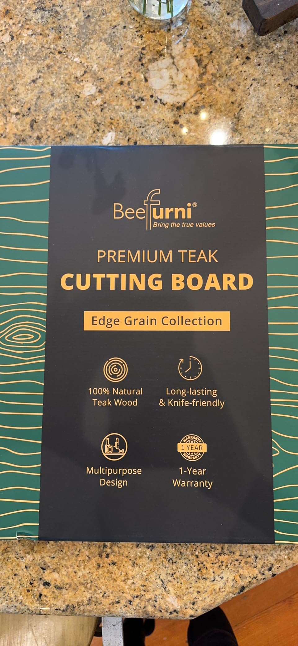 BEEFURNI Large Teak Wood Cutting Board with Juice Groove (22x16x1.25