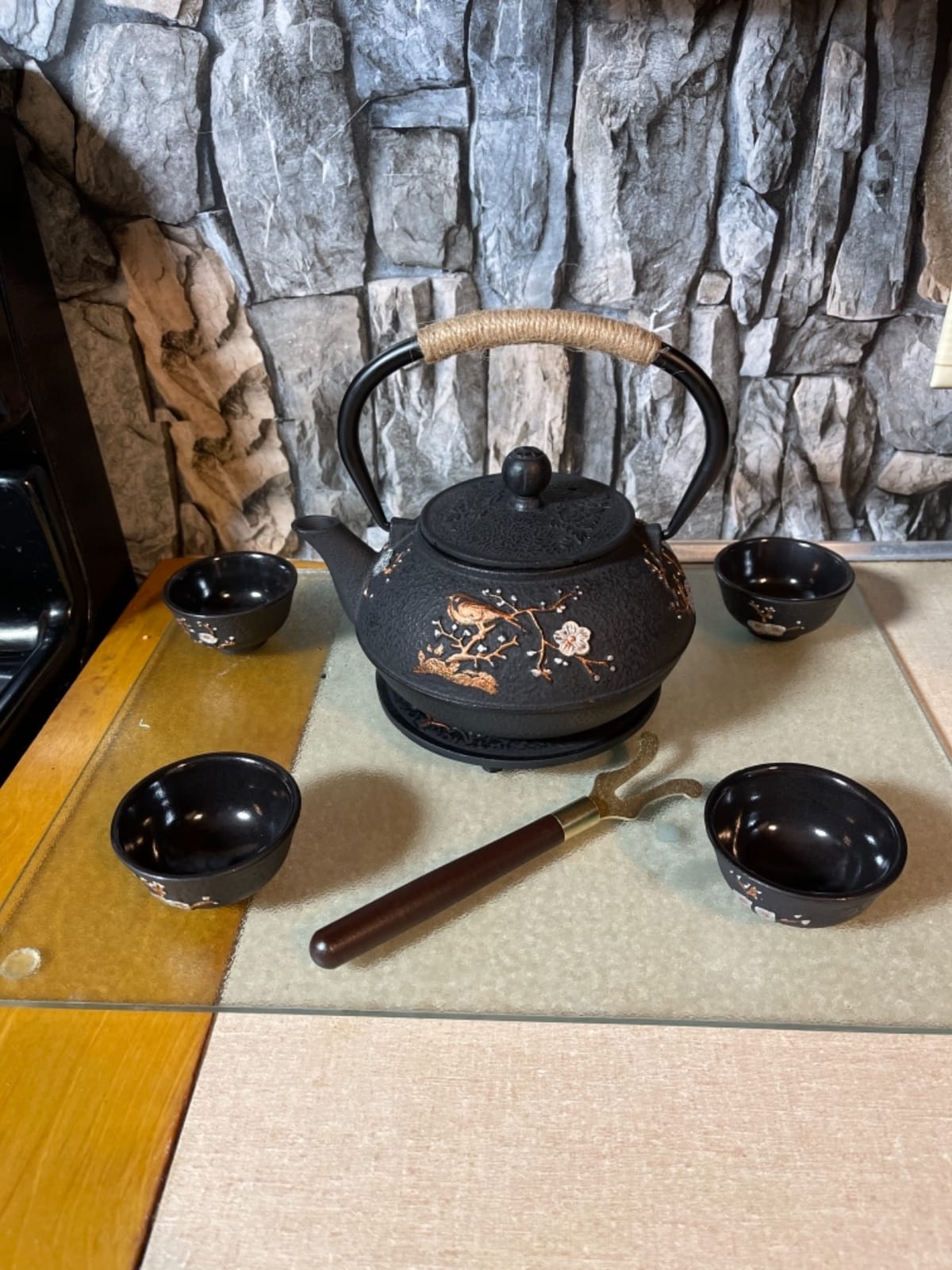 Japanese Style Cast Iron Teapot with Infuser Trivet Tetsubin Kettle customer photo 1