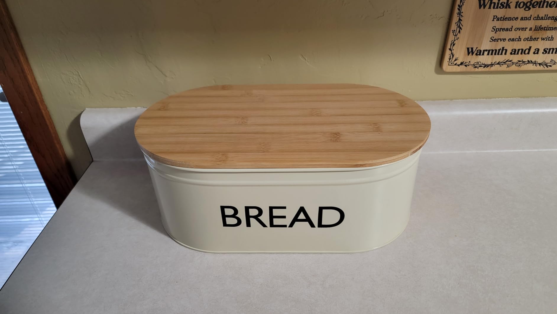 Modern Metal Bread Box with Bamboo Cutting Board Lid customer photo 1