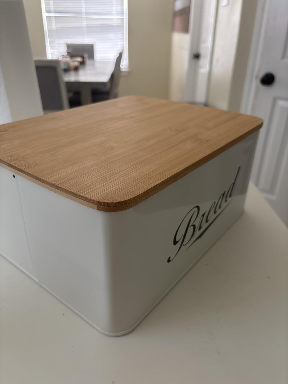 Modern Metal Bread Box with Bamboo Cutting Board Lid customer photo 2