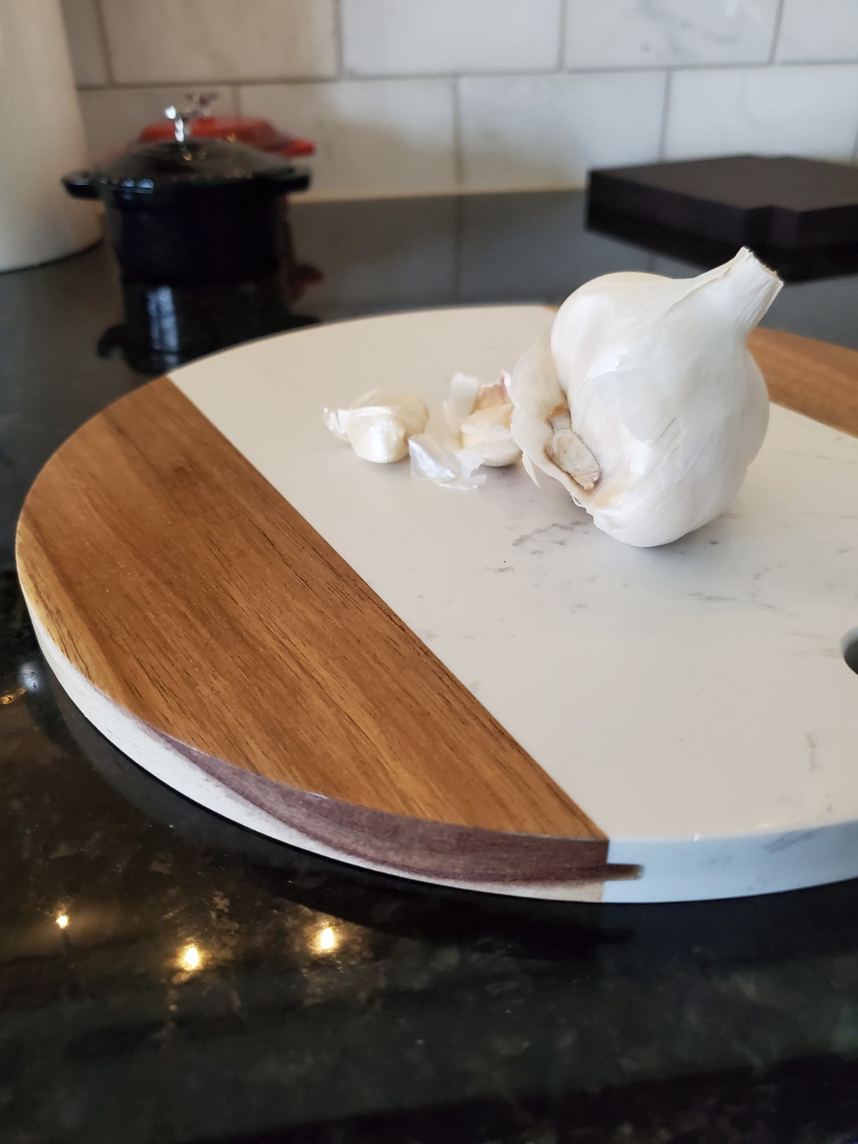 Marble Cheese Board with Acacia Accent 12