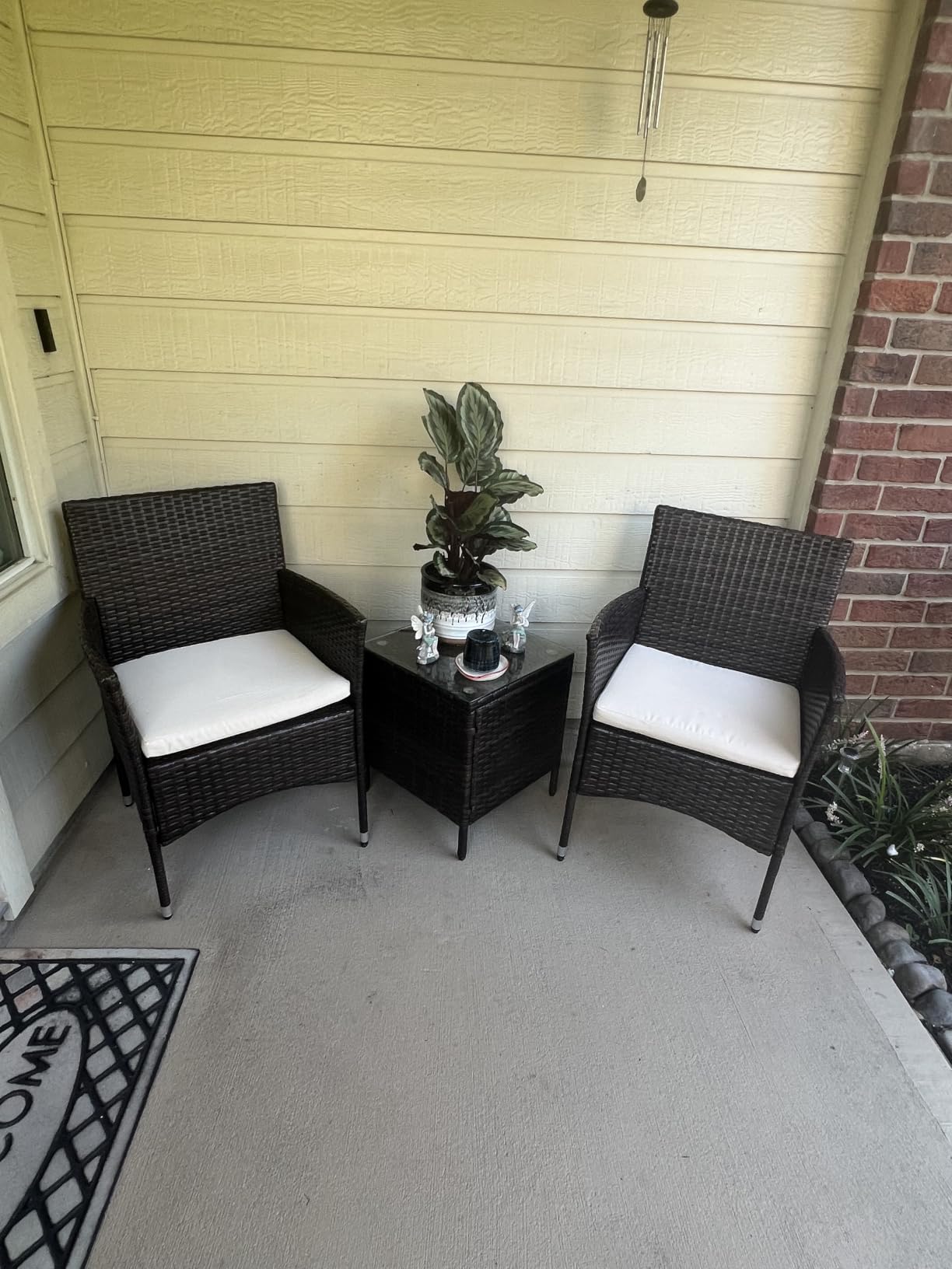 Greesum 3 Pieces Patio Furniture Sets Outdoor PE Wicker Chairs,Beige customer photo 1