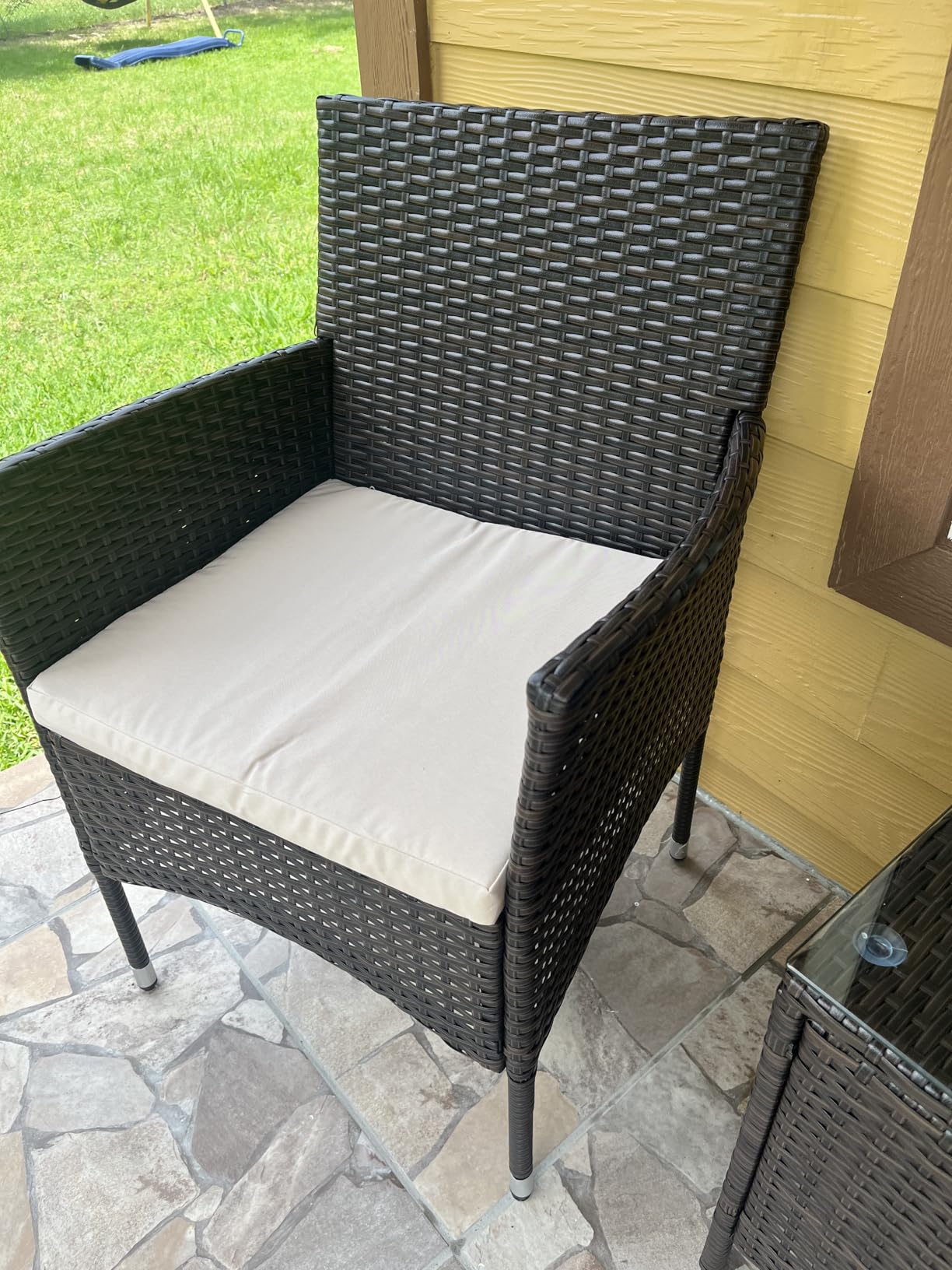 Greesum 3 Pieces Patio Furniture Sets Outdoor PE Wicker Chairs,Beige customer photo 2