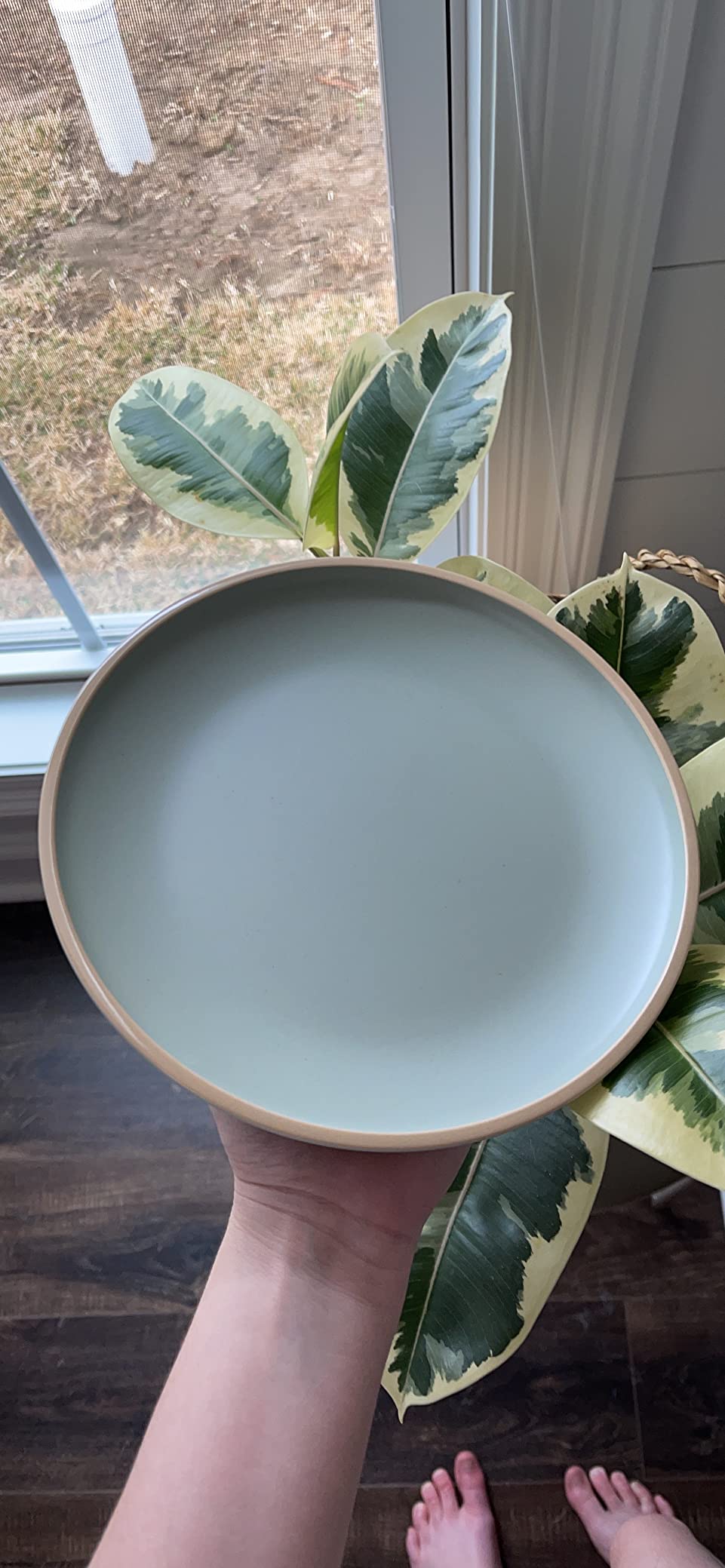 Melamine Dinnerware Sets, Plates and Bowls Sets 12 Pcs, Melamine Plates, Dish Set for 4, Unbreakable Dinnerware Set for Party, BPA Free, Suitable Indoors and Outdoors (Mint Green) customer photo 2