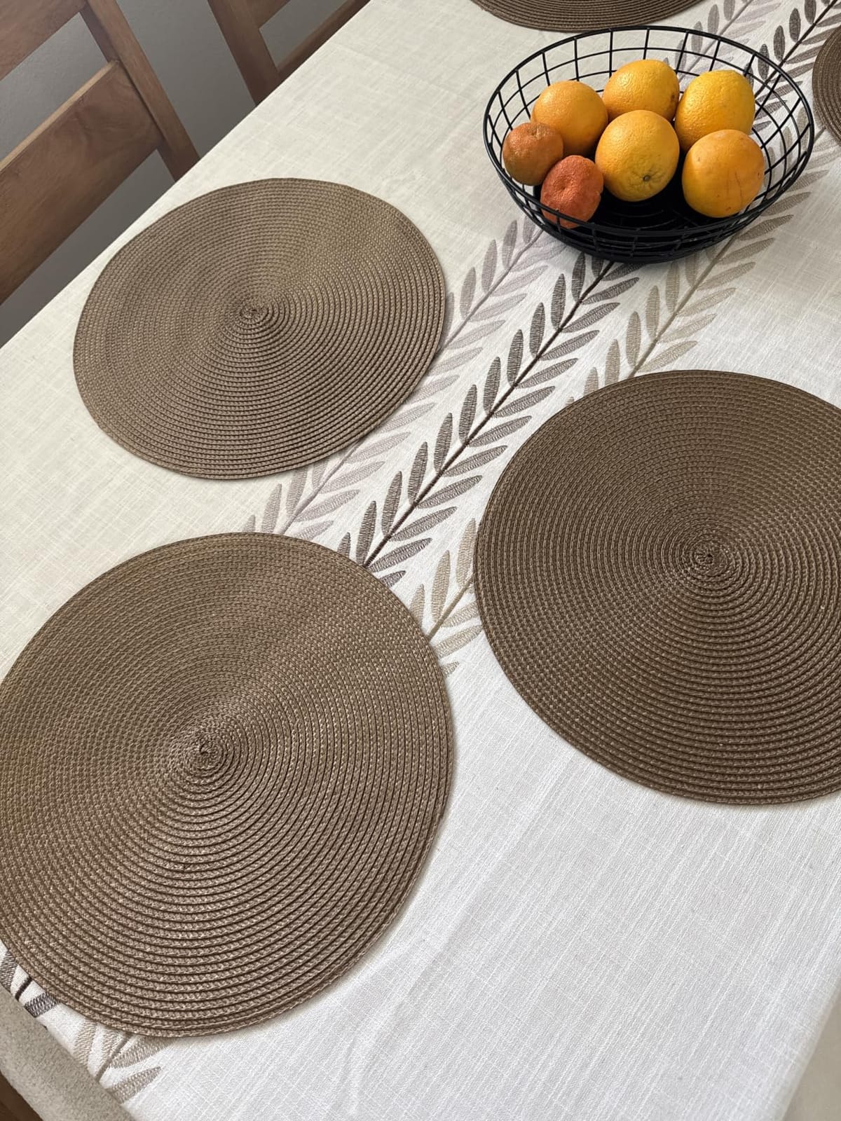 AHHFSMEI Round Braided Placemats Set of 6 15 Inch Black Table Mats customer photo 2