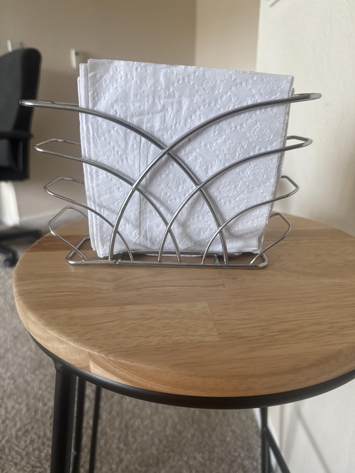 Napkin Holder for Table, Silver Iron Upright Paper Dispenser customer photo 2
