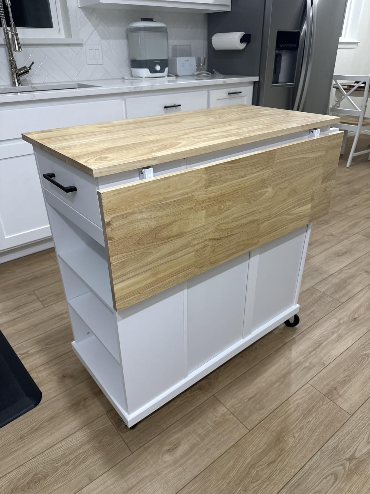 Yaheetech 32 Inches Kitchen Island Cart with Storage Cabinet, Drawer, White customer photo 1