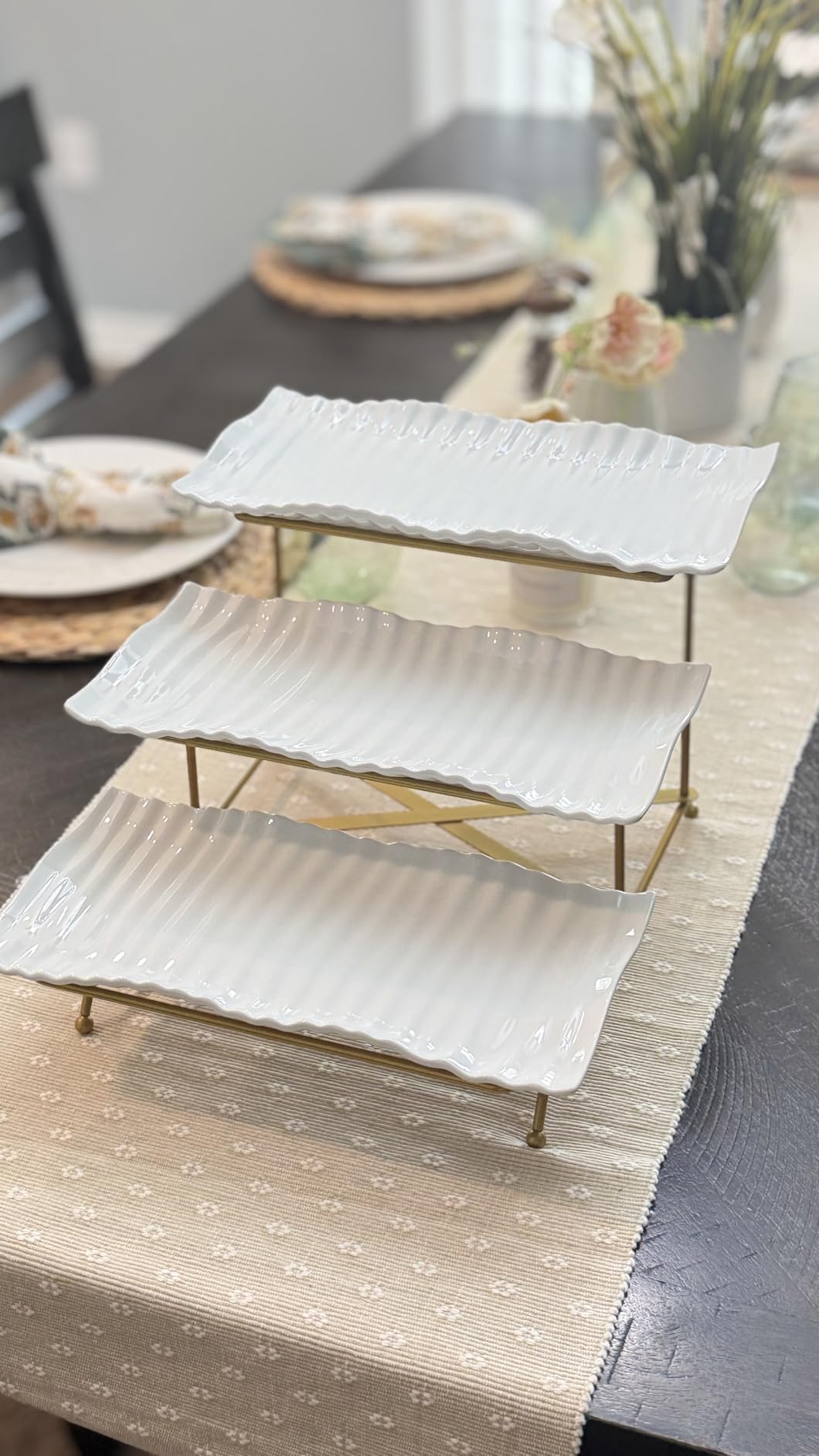 LAUCHUH 3 Tier Serving Tray, Porcelain Serving Platter Tier Serving Stand customer photo 2