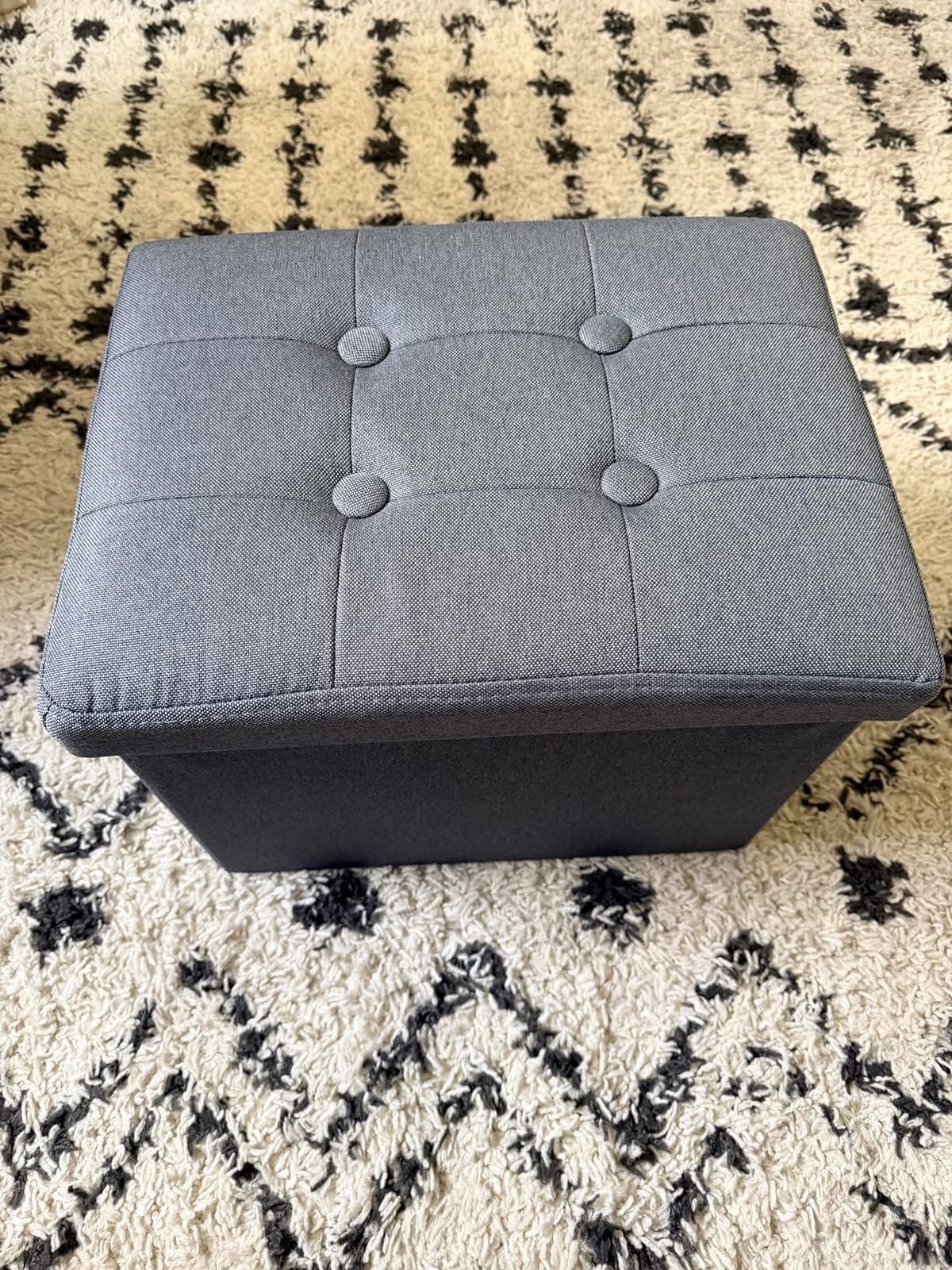 ALASDO Storage Ottoman Footrest Stool Small Ottoman with Storage Foldable Ottomans Foot Rest Footstool Bench for Living Room 17x13x13inches Grey customer photo 1