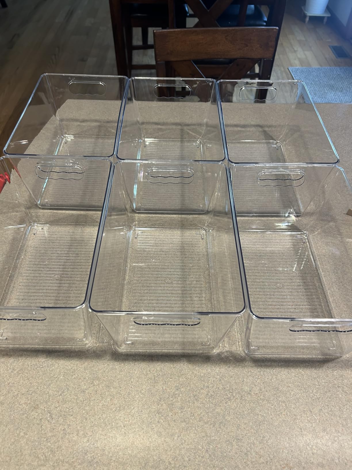 YIHONG 6 Pack Clear Storage Bins, Pantry Organizer Bins with Handle, Large customer photo 2